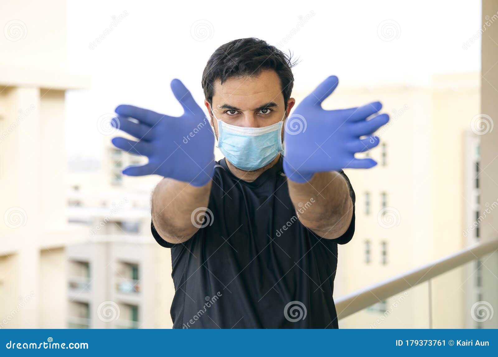 Arab Man Wearing Mask and Rubber Gloves during Pandemic Stock Image - Image  of gloves, dubai: 179373761