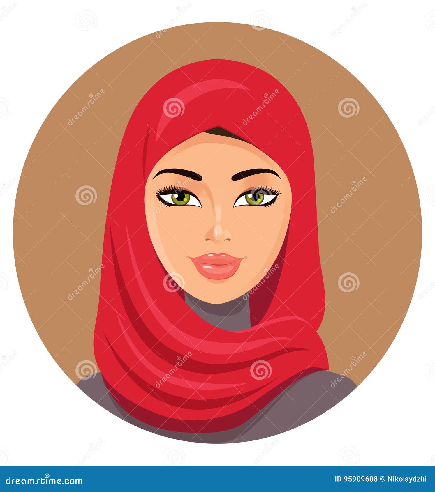arab muslim woman in red hijab.  