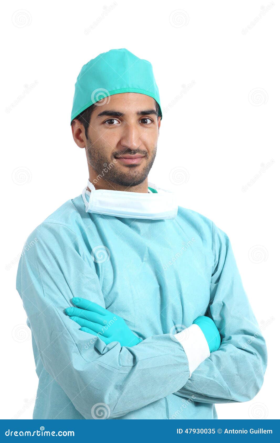 Arab Surgeon Serious Doctor Posing Standing With Folded Arab Surgeon Serious Doctor Posing Standing With Folded