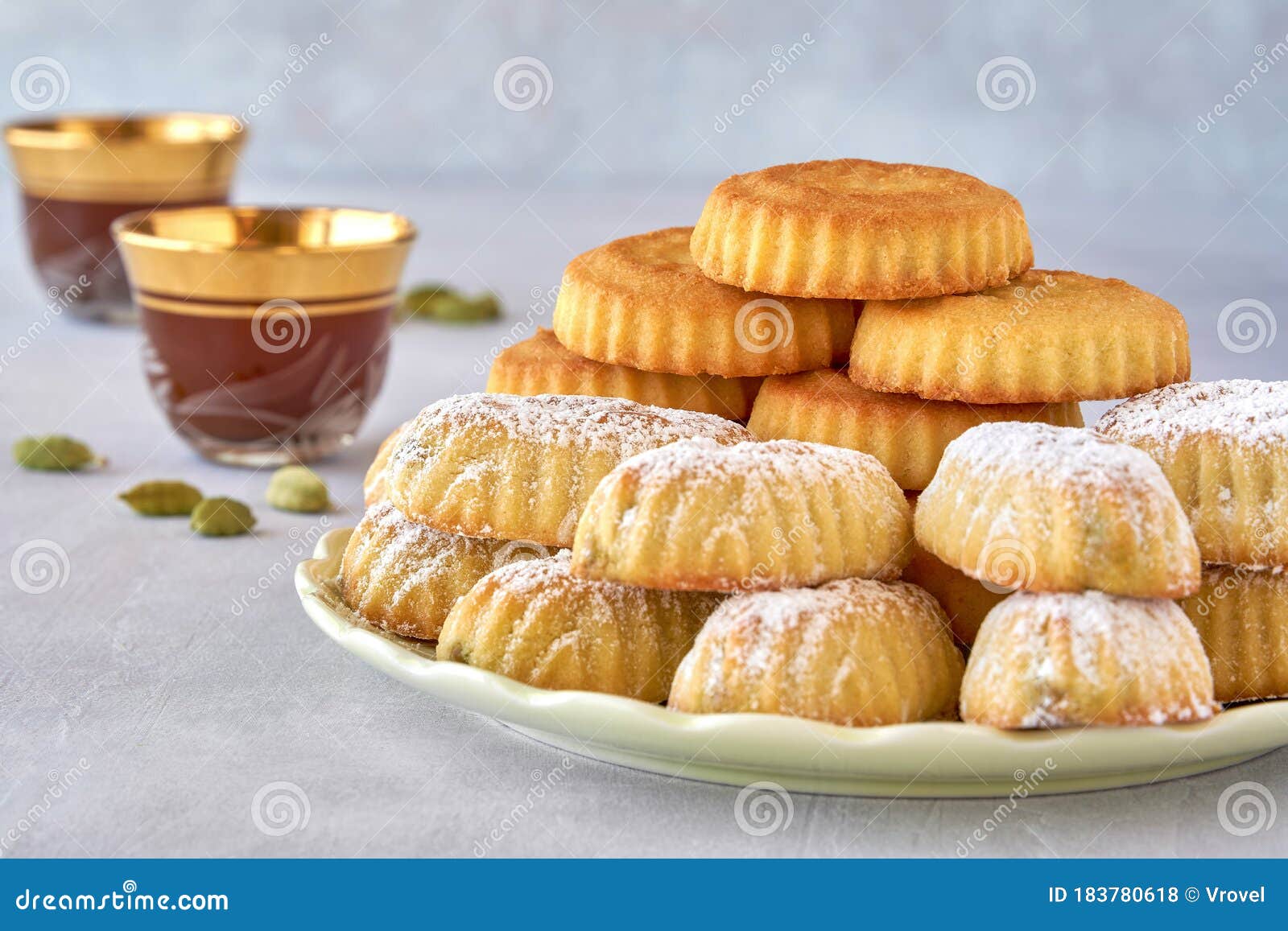 Arab Sweets. Traditional Eid Semolina Maamoul Or Mamoul Cookies With ...