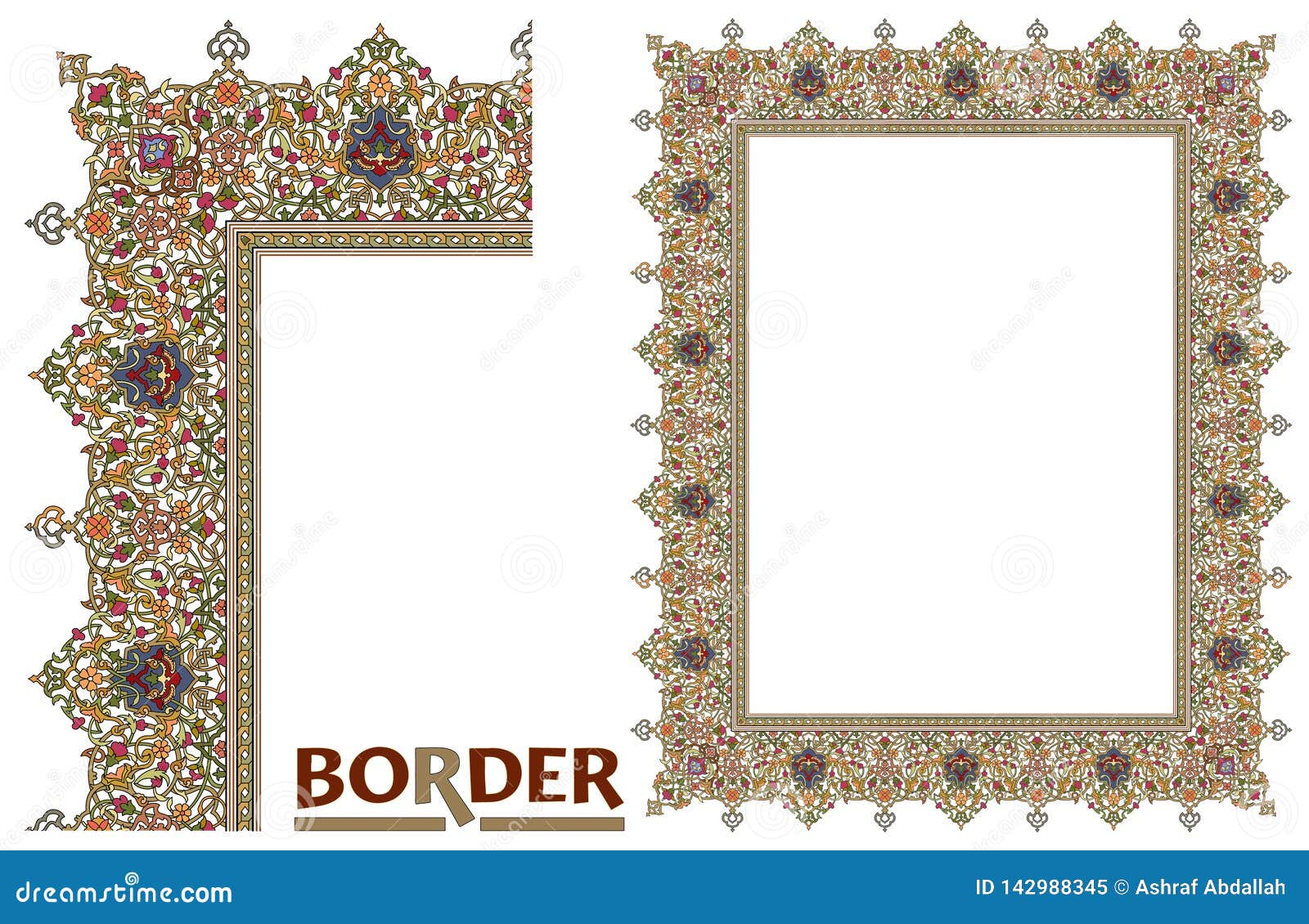 old world borders  - tiled frame in plant leaves and flowers framework decorative elegant style
