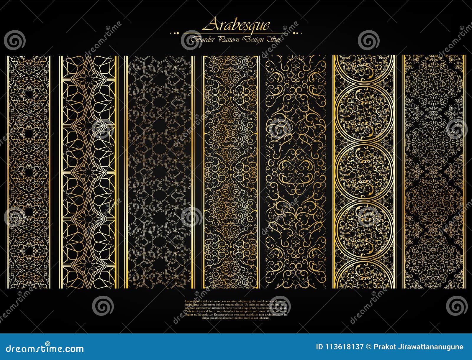 arabesque  pattern boarder collection background 