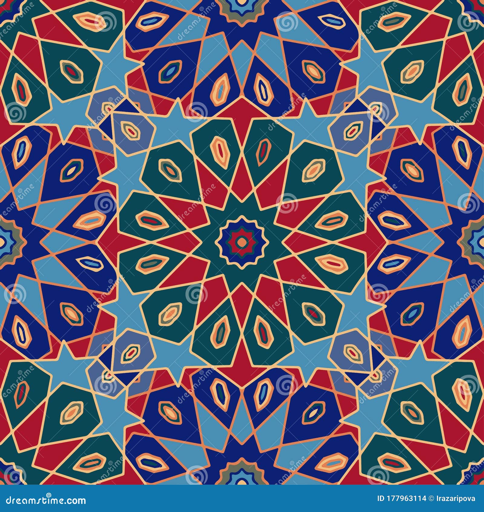 Arabesque Seamless Pattern in Editable Vector File.Islamic Geometric