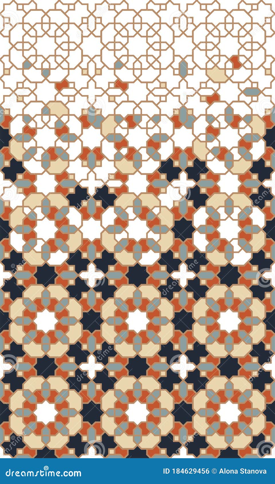 Arabesque Wallpaper Border. Mosaic Seamless Vector Pattern Stock Vector