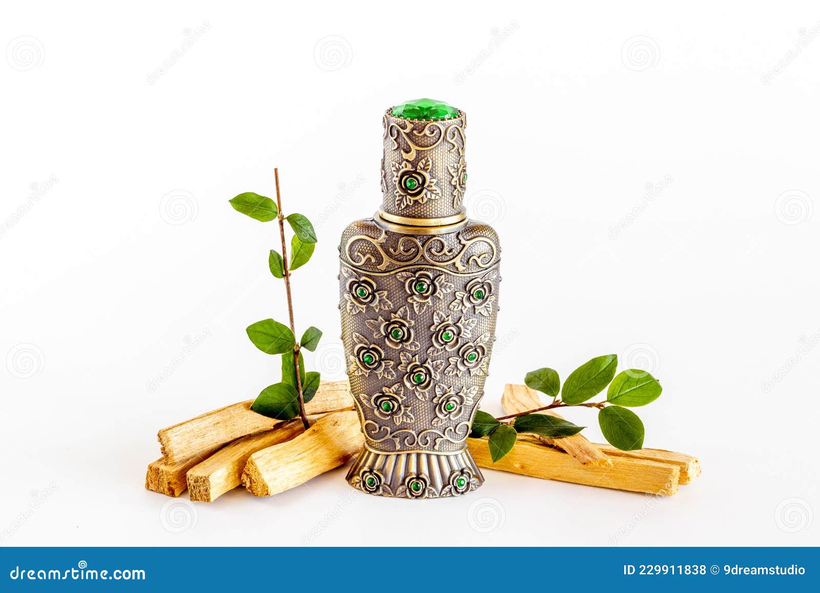 arabian oud perfume or oil with agar wood tree.