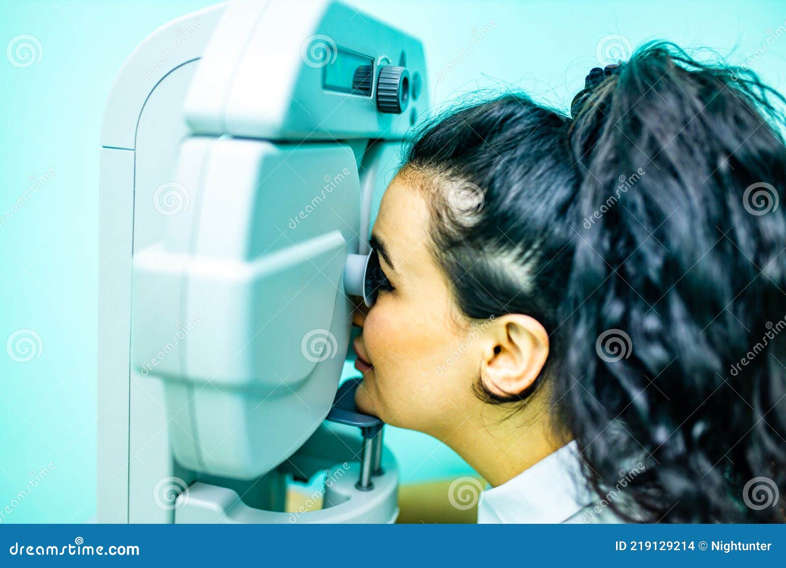 Arabian Patient Checking Eyesight and Vision Correction in Optometrist