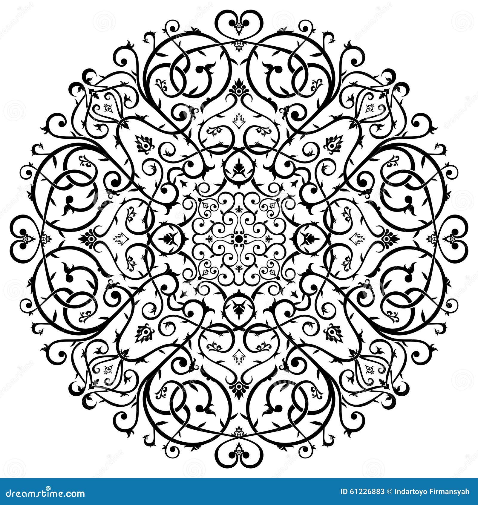 Arabic Batik  Circle Floral Pattern Ornament Stock 