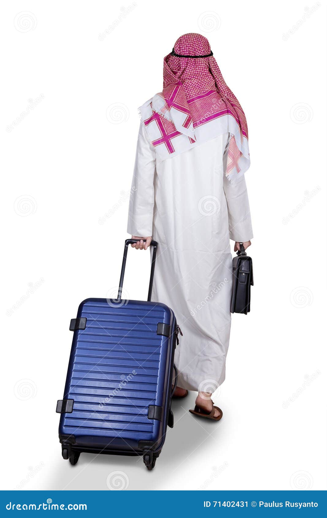 Arabic Businessman Carrying Luggage in Studio Stock Image Image of