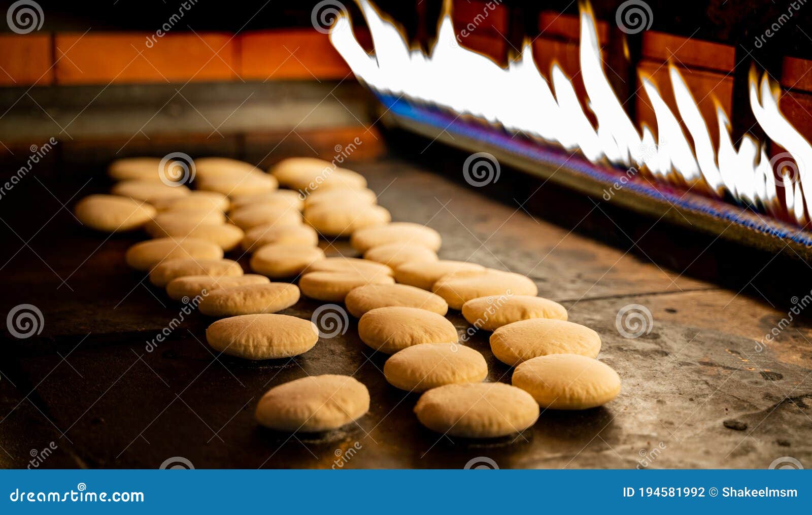 Arabic Flat Bread Baked in the Oven. Bakery Items Stock Photo Image