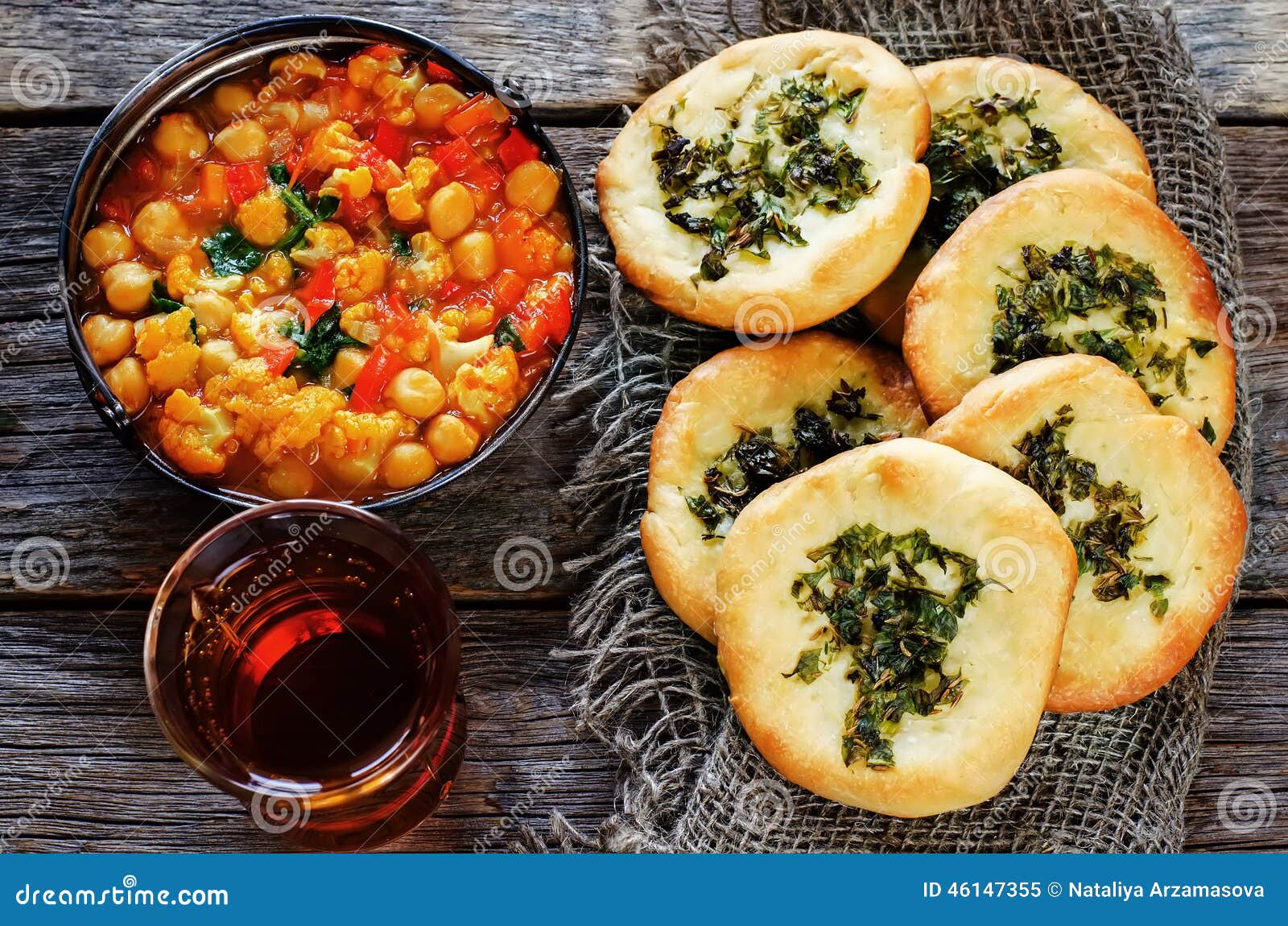 Arabic Flat Bread With Herbs Stock Image Image of dark, healthy 46147355