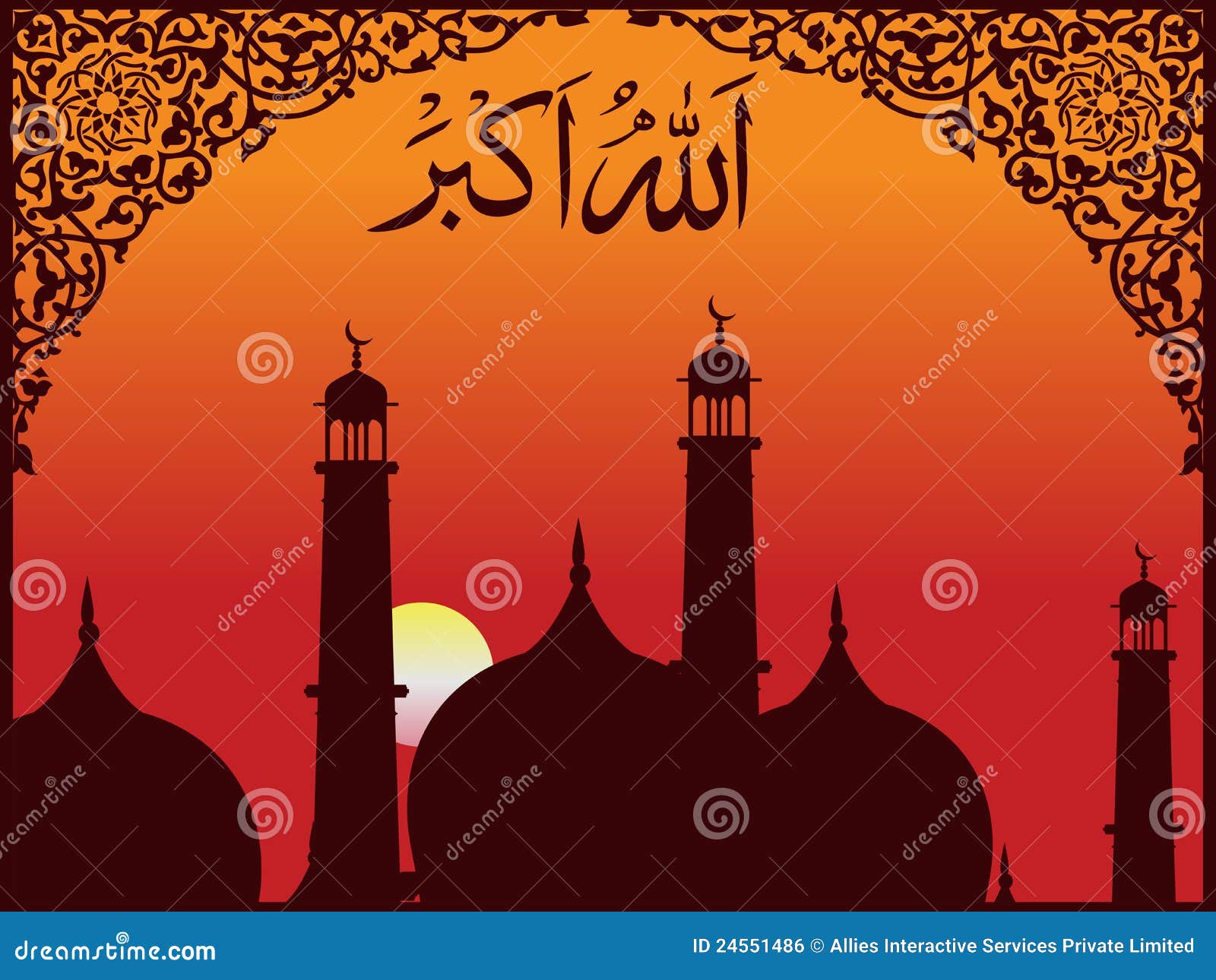 Arabic Islamic Calligraphy of Allah O Akbar Stock Vector - Illustration of  abstract, glowing: 24551486