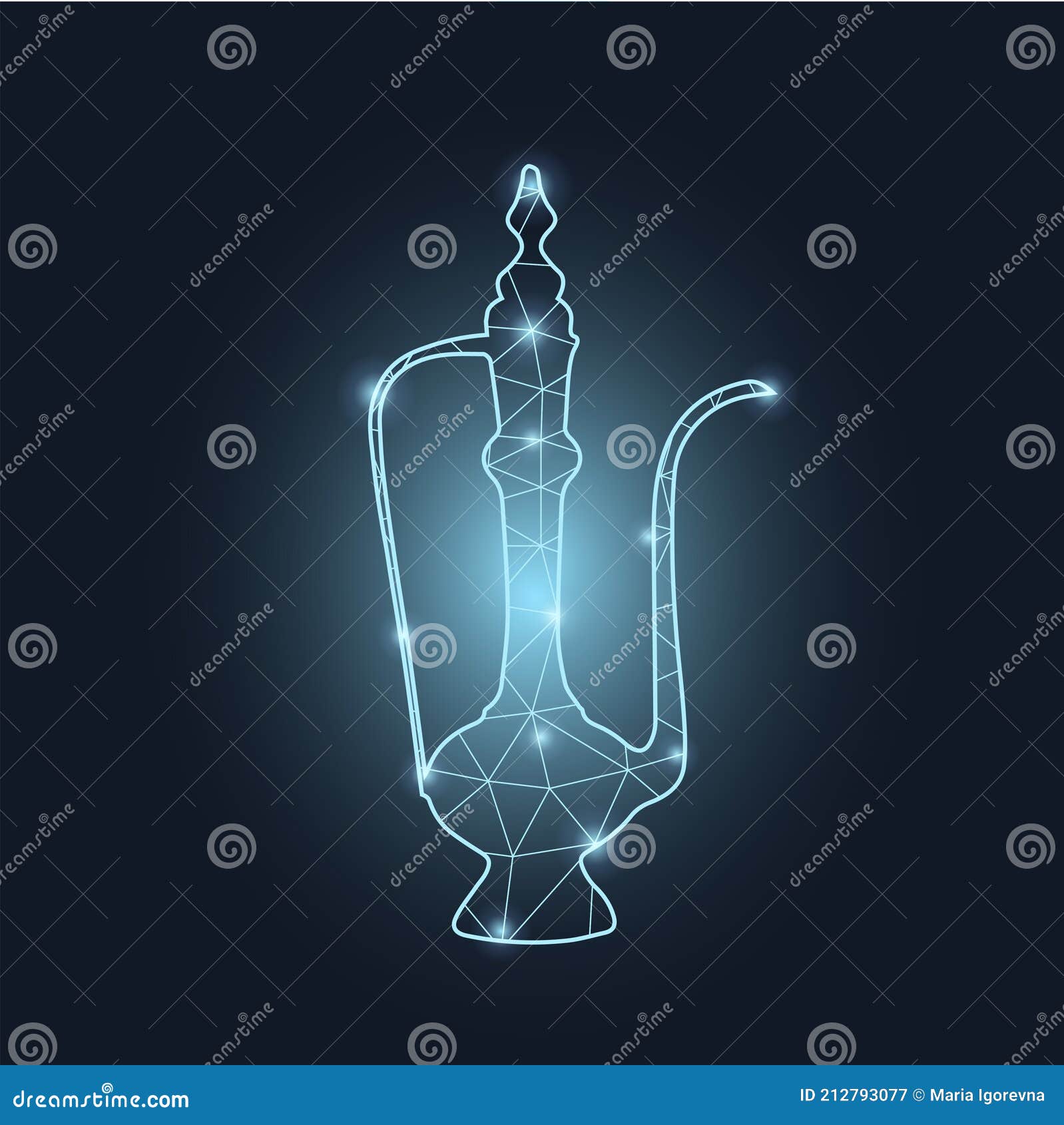 Arabic Kettle Polygon or Low Poly Style Vector Illustration Abstract Design, Moroccan Tea Stock