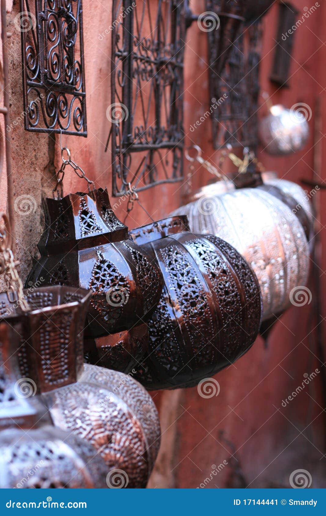 arabic lamps on walls, bazaar, in souk