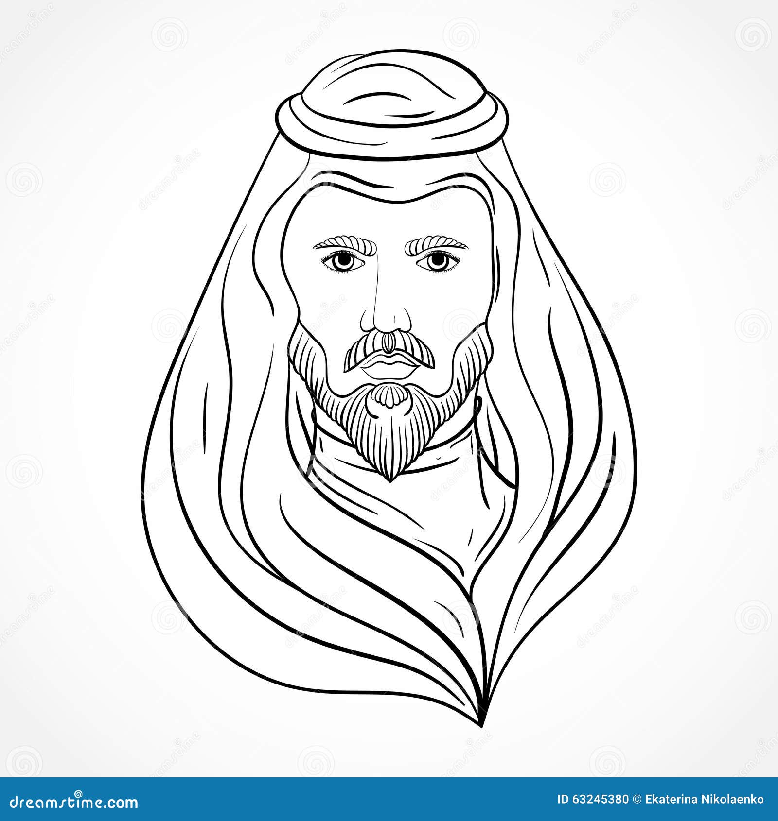 Arabic Man. Black and White Hand Drawn Vector Illustration Stock Vector -  Illustration of clothes, character: 63245380