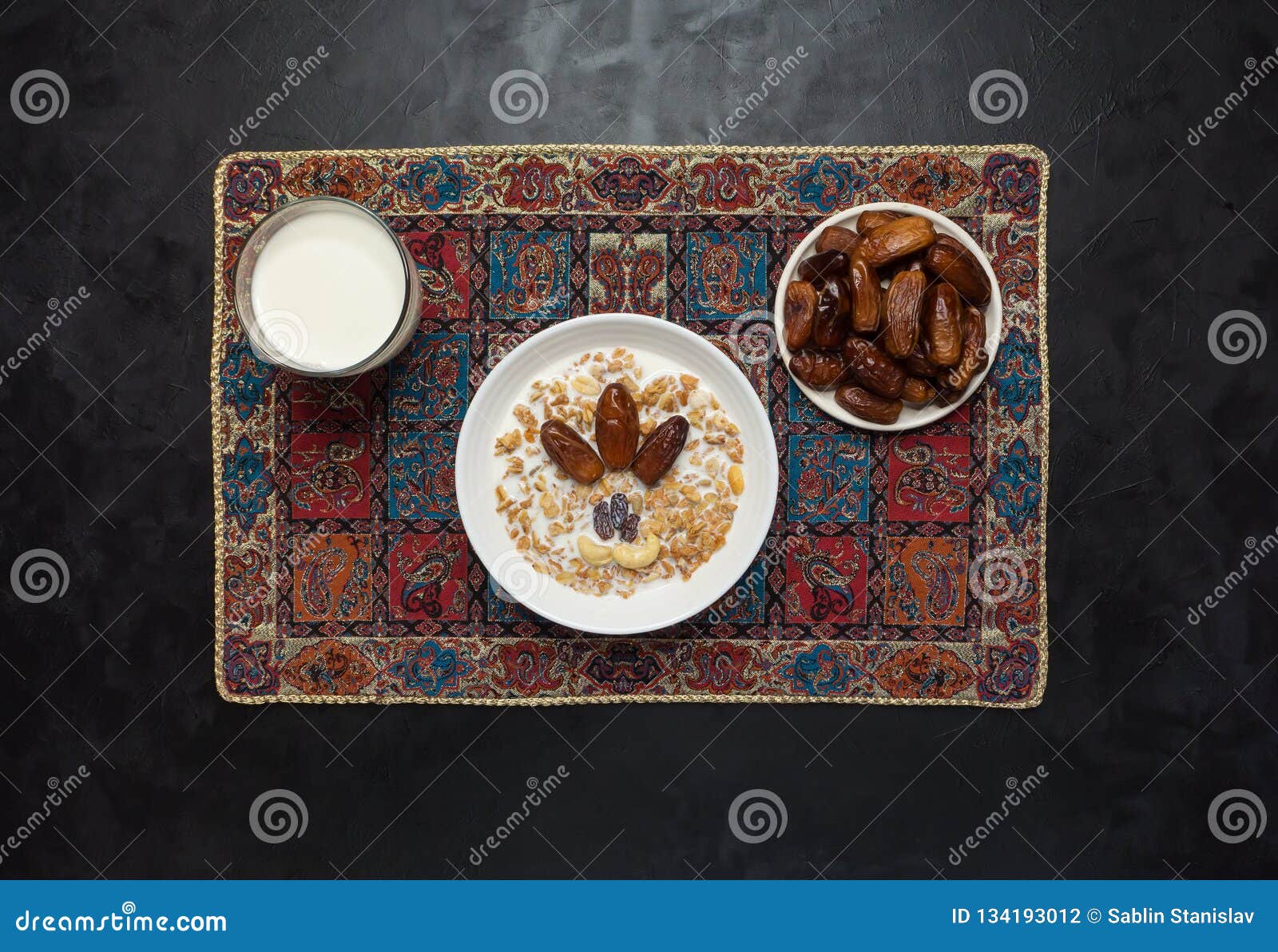 Arabic Muesli with Dates. Ramadan Food Stock Photo Image of milk
