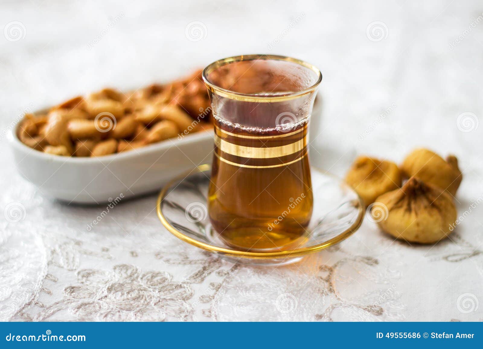 Arabic, Oriental Tea With Cashew And Dry Figs Stock Photo Image of