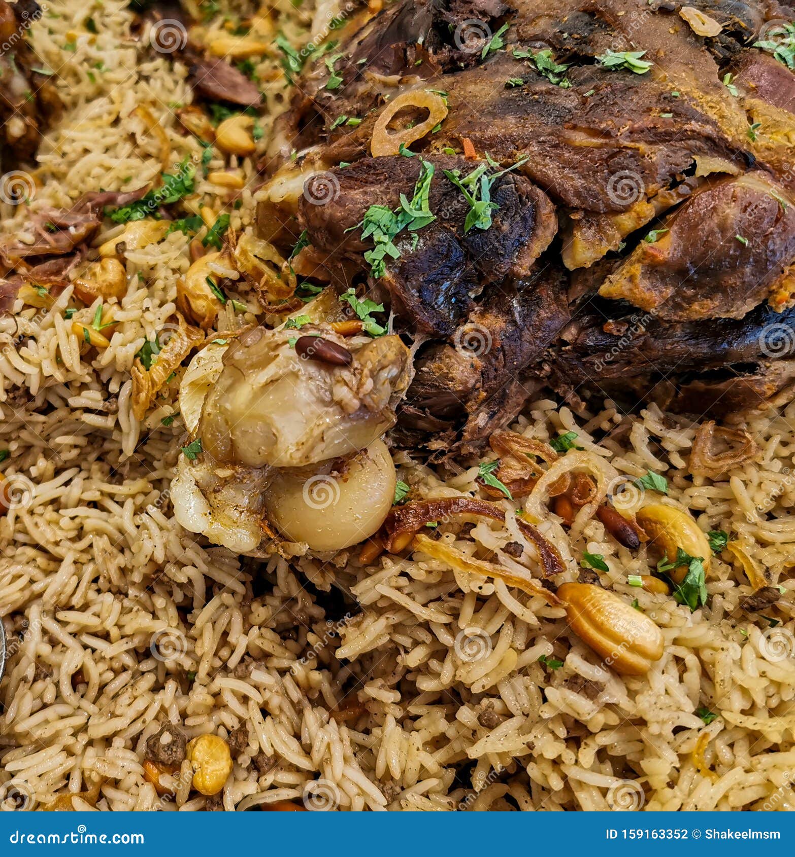 Arabic Ouzi Lamb Rice.a Kind of Traditional Arabian Rice Served with