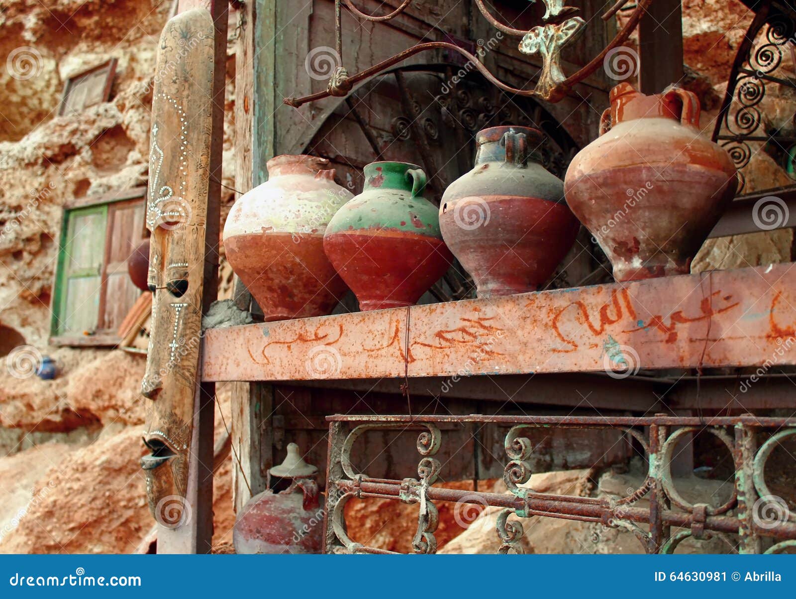 Arabic pitcher, pottery stock image. Image of decoration 64630981