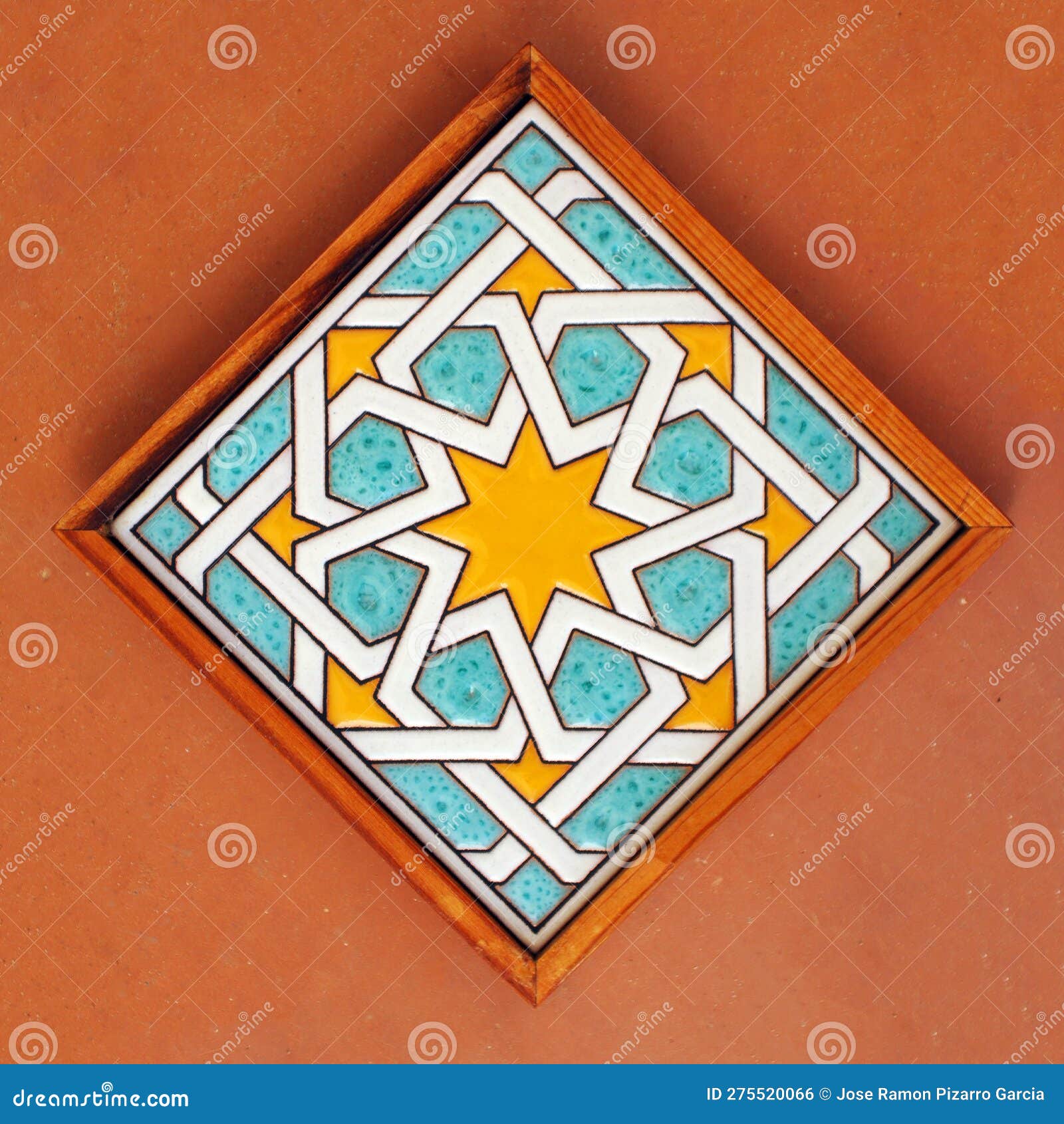 arabic style tile made using the dry rope (cuerda seca) technique