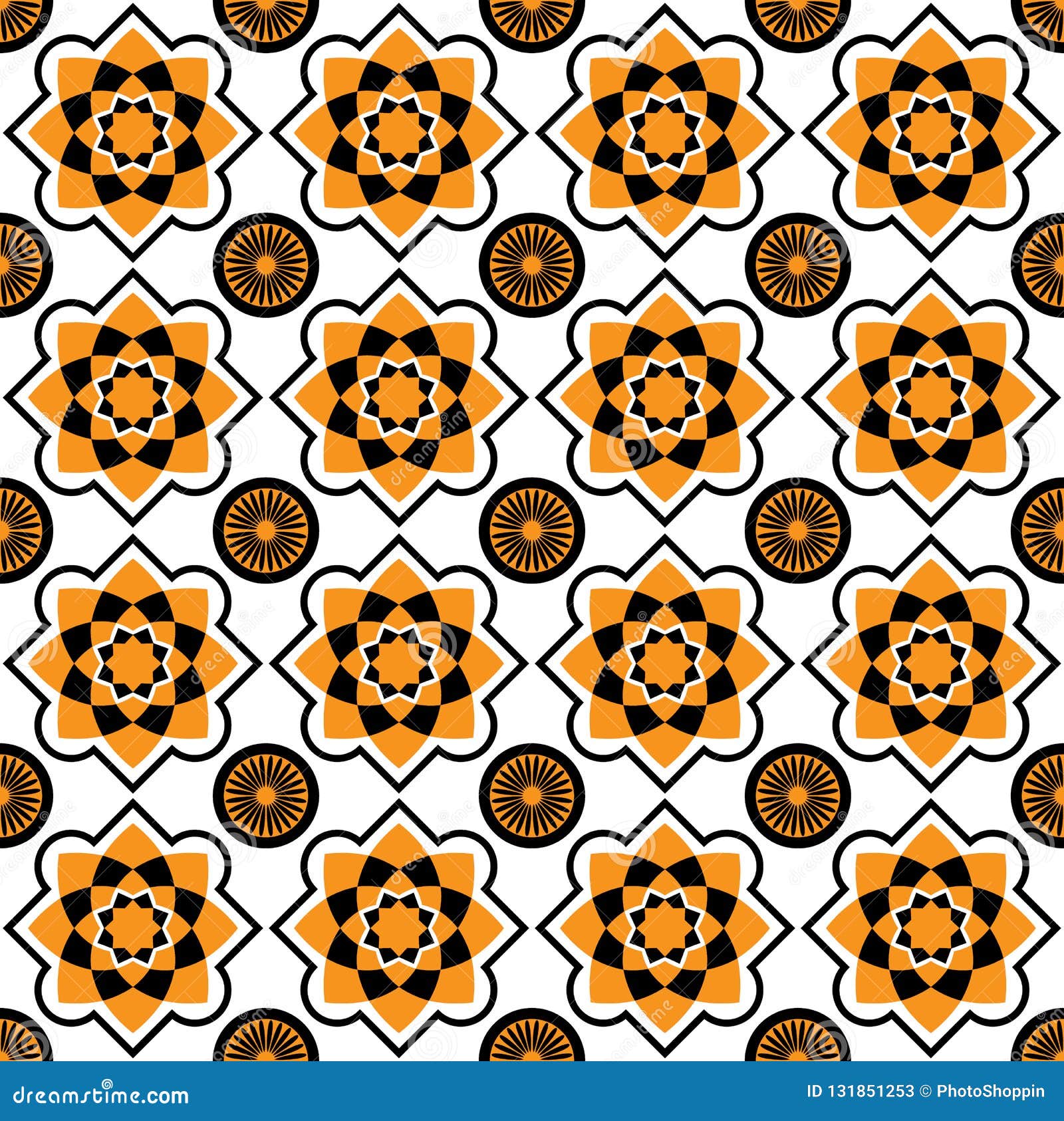 Arabic Tiles Pattern stock vector. Illustration of fabric - 131851253