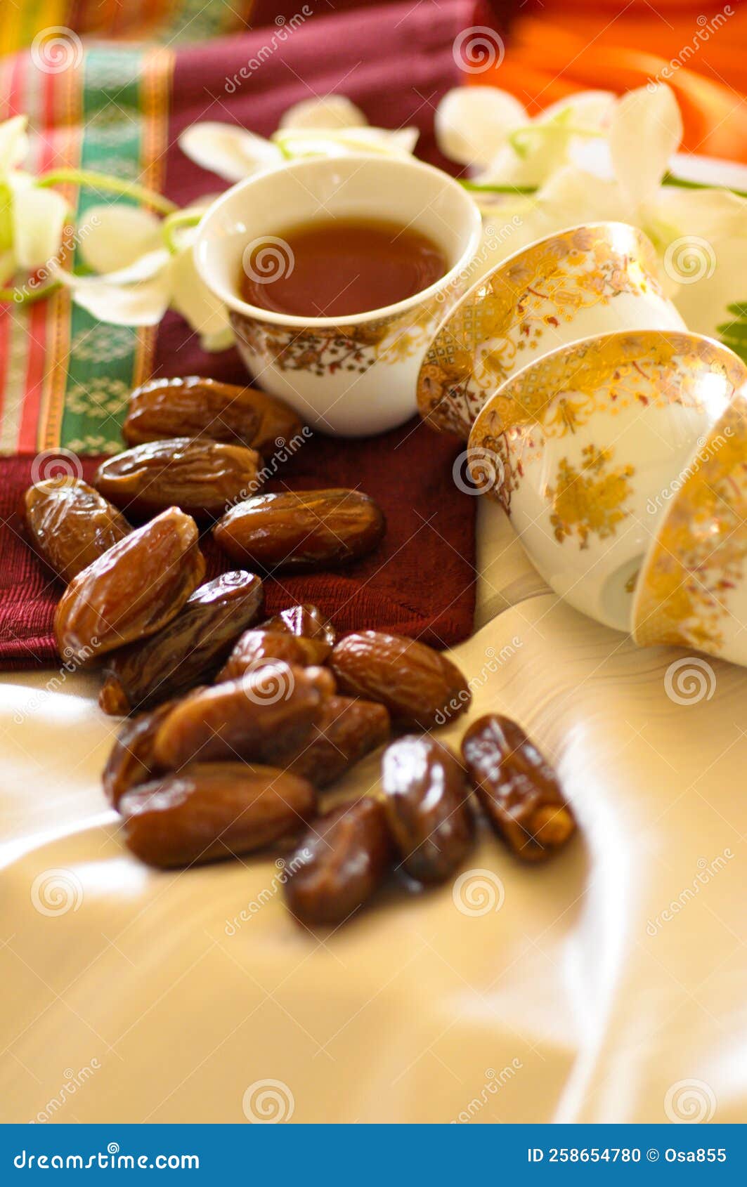Arabic Turkish Coffee with Dates Ramadan Concept Stock Photo Image