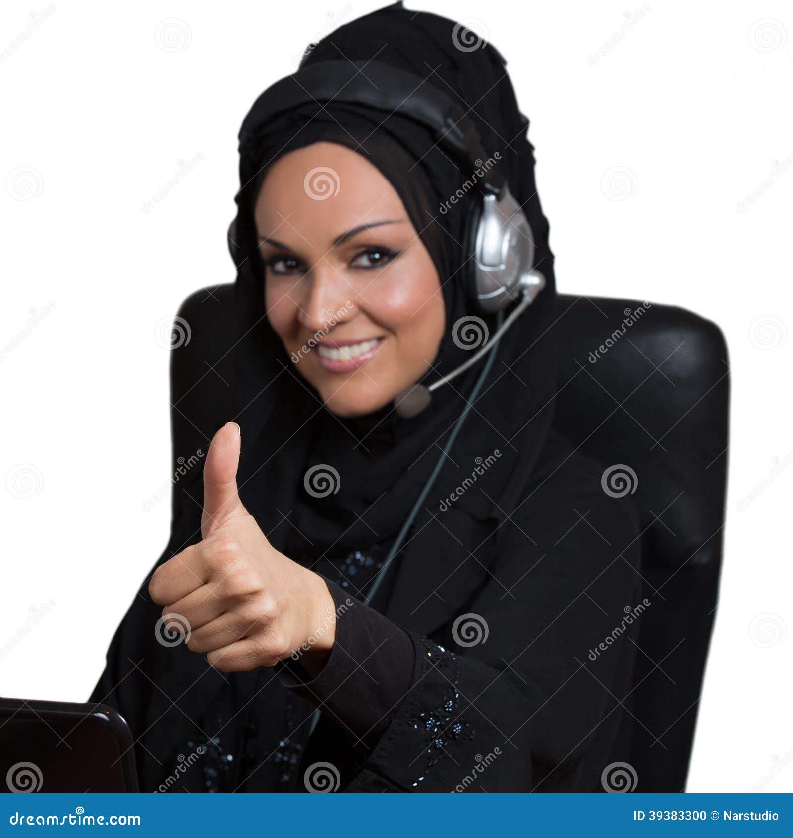 Arabic Woman, Working As a Customer Service Representative Stock Photo