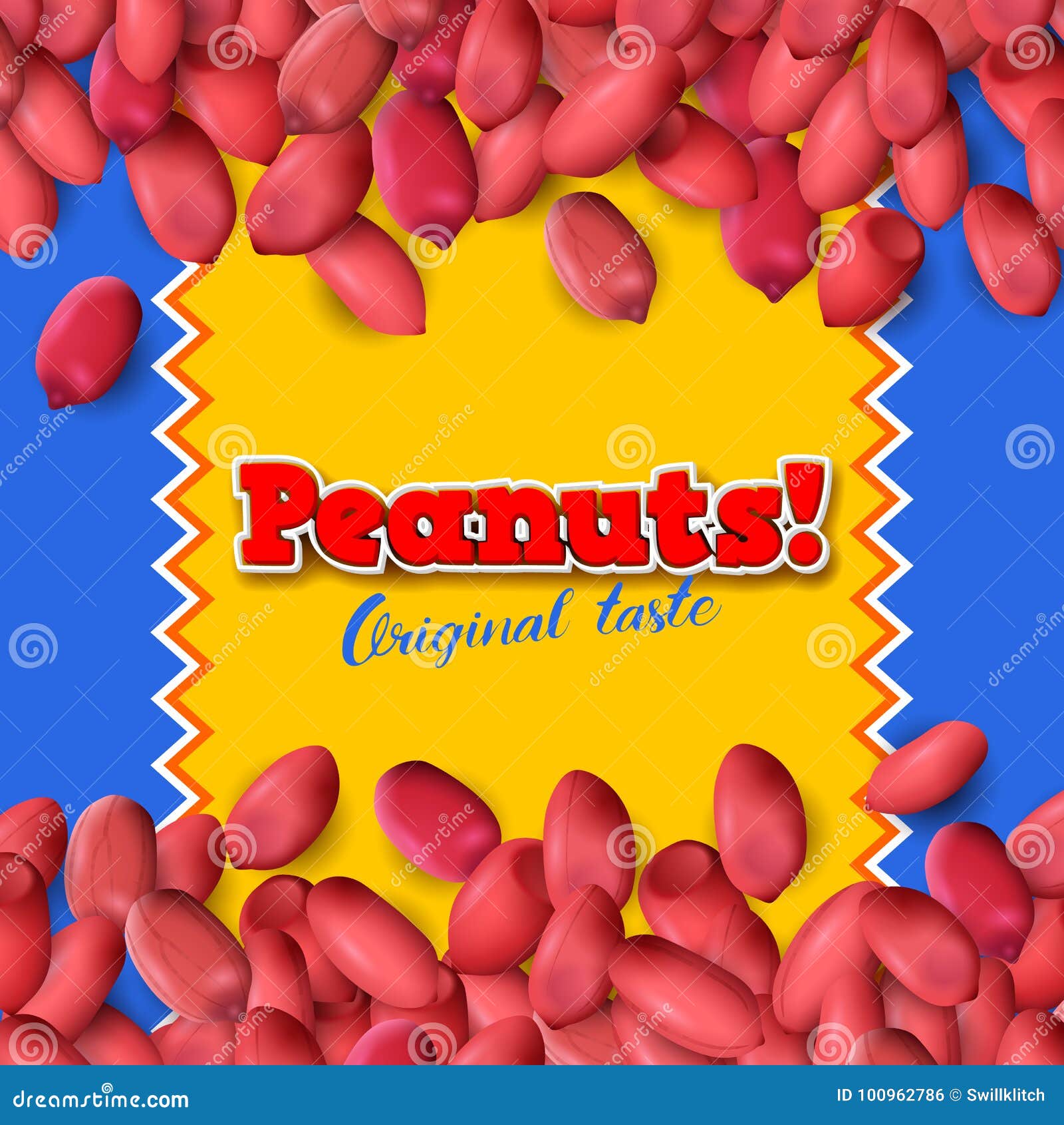 Arachis or Peanuts Background with Red Scattered Nuts and Beans Stock