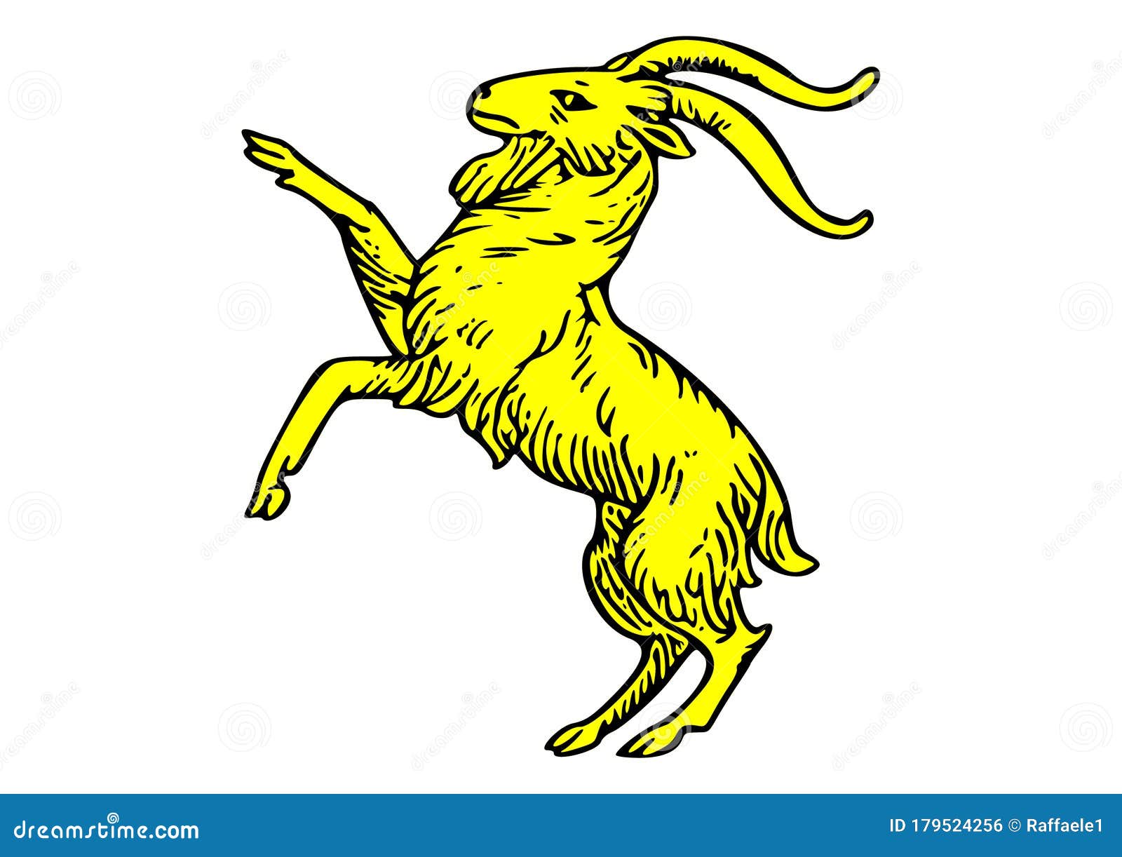 araldic logo representing a goat rampant