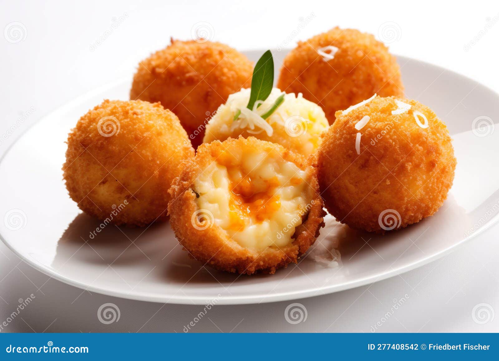 Arancini, Fried Rice Balls Filled with Cheese or Meat. Generative AI