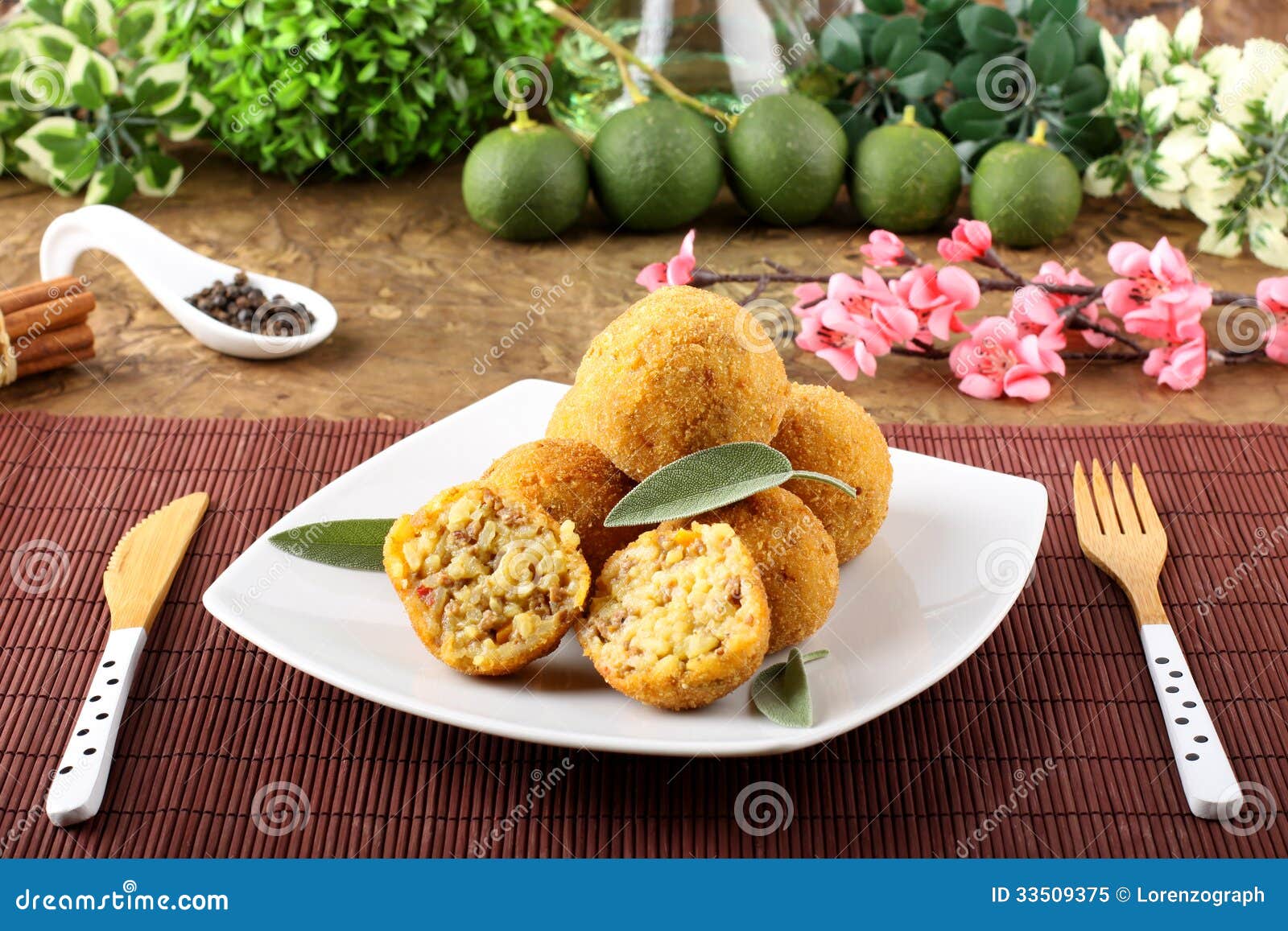 Arancini rice and meat stock image. Image of mozzarella 33509375