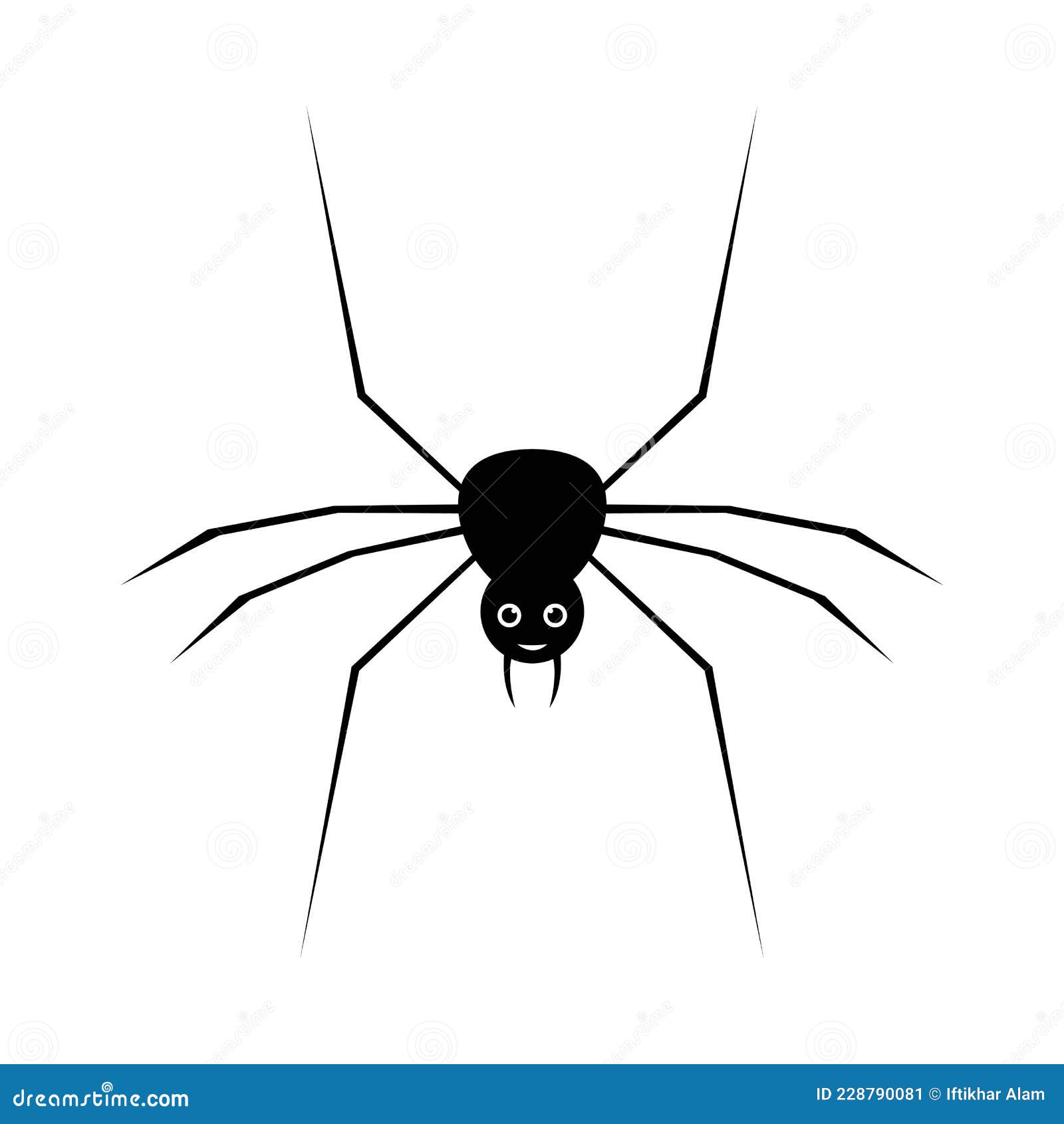 vetor de aranha preta assustadora com uma cara assustadora. design