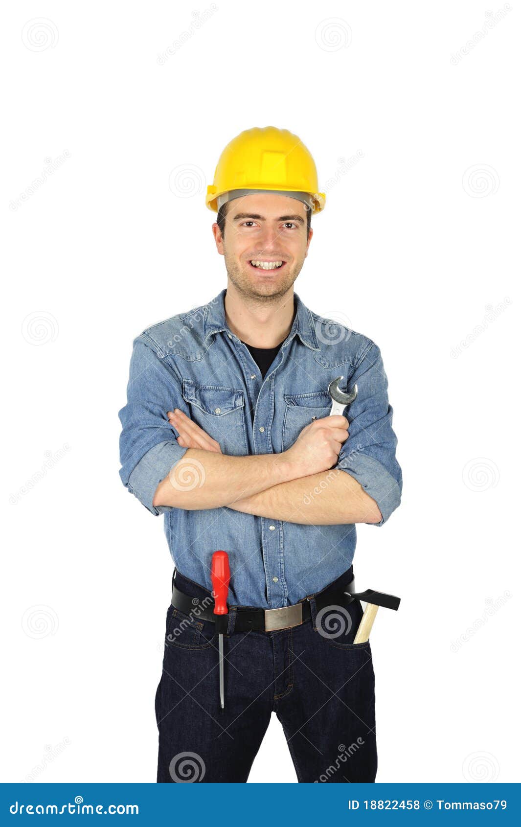 Arbeider portait stock foto. Image of gevouwen, elektrisch 18822458