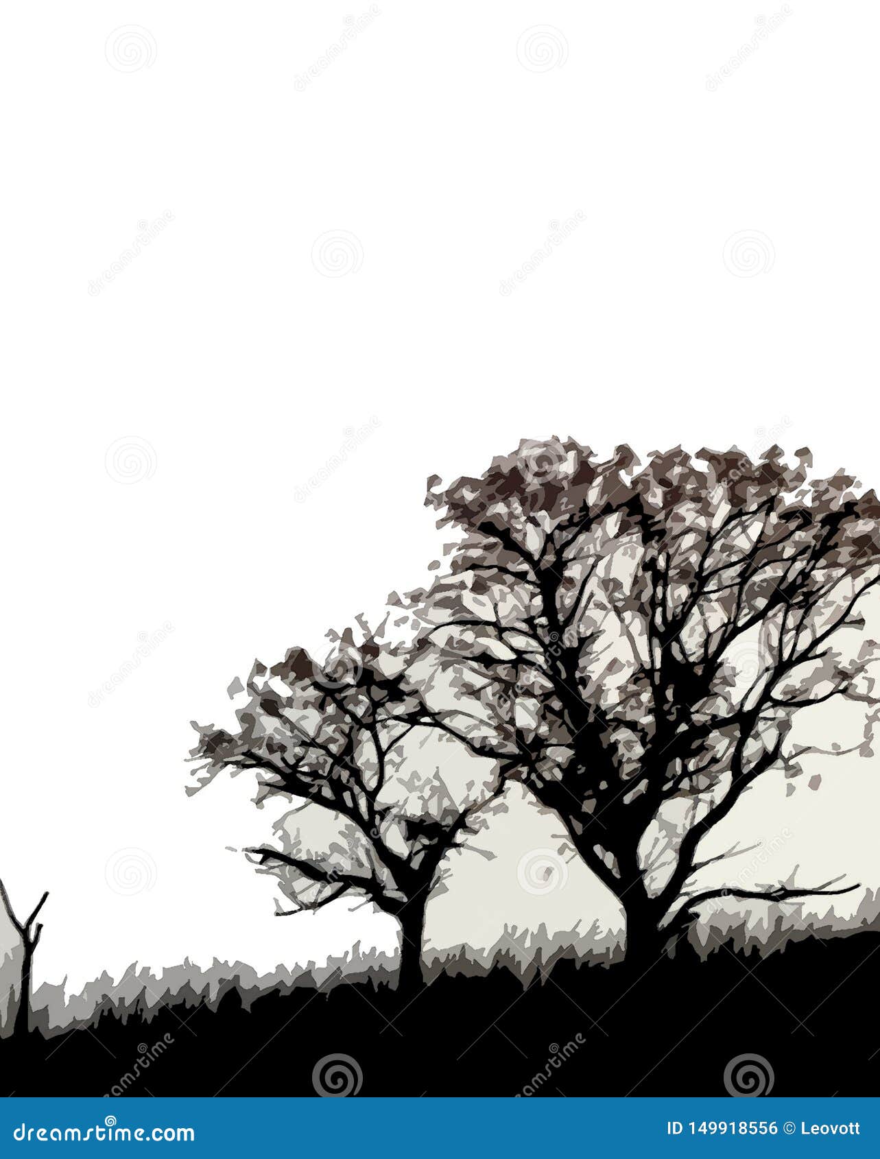 silhouetted trees in countryside