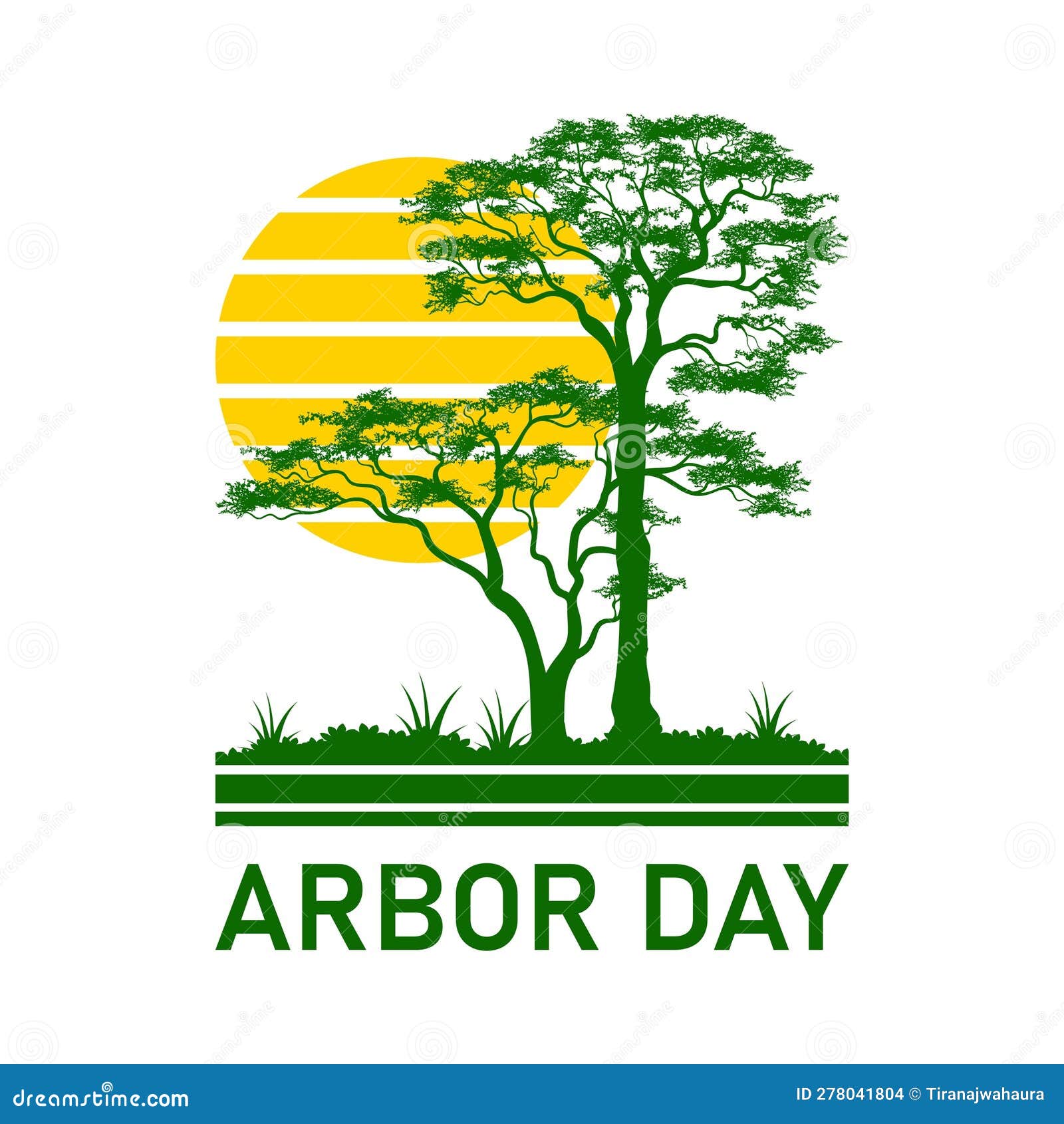 National Arbor Day Vector Symbol, with Green Tree Silhouette ...