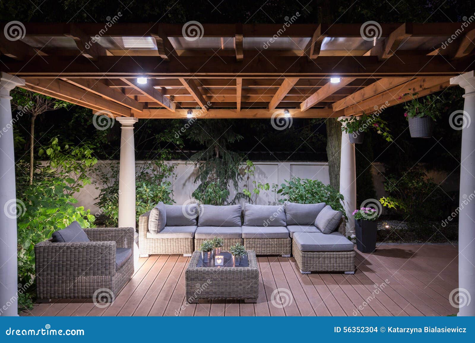arbour with comfortable garden furniture