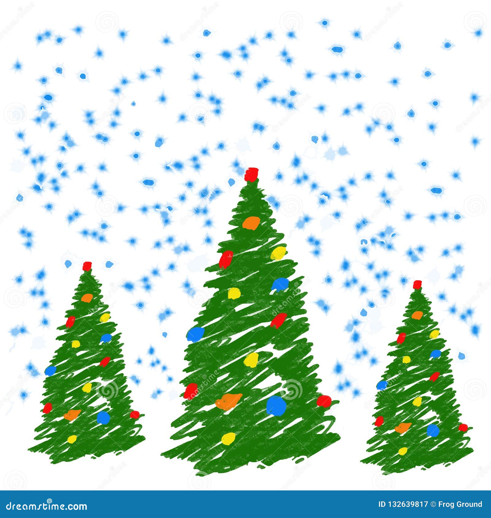 Arbre De Noël De Dessin De Main Avec Des Boules Comme Le