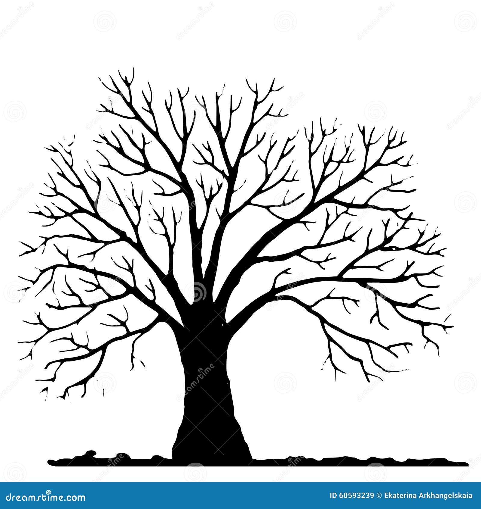 Dessin Arbre Sans Feuilles à Imprimer Arbre Sans Silhouette De Feuilles Illustration de Vecteur - Illustration du contour, environnement: 60593239