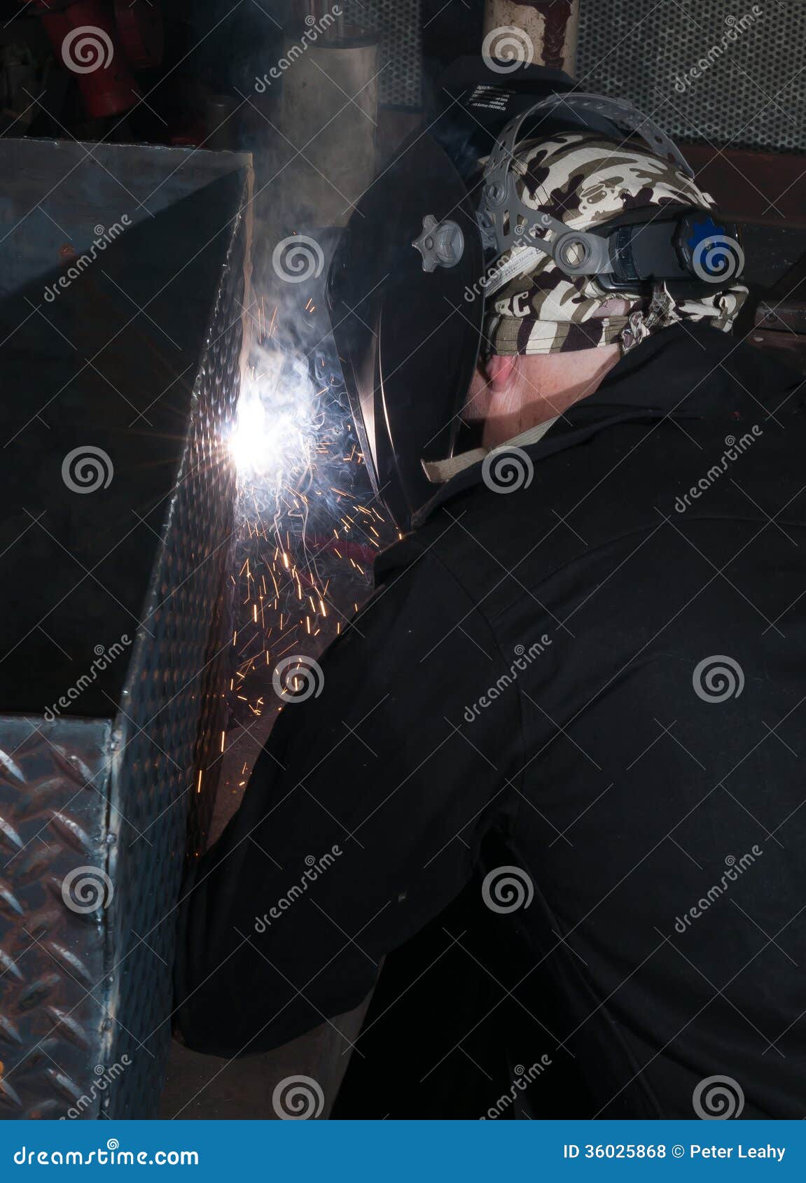 Arc Flash Light from a Welding Project. Stock Photo - Image of join