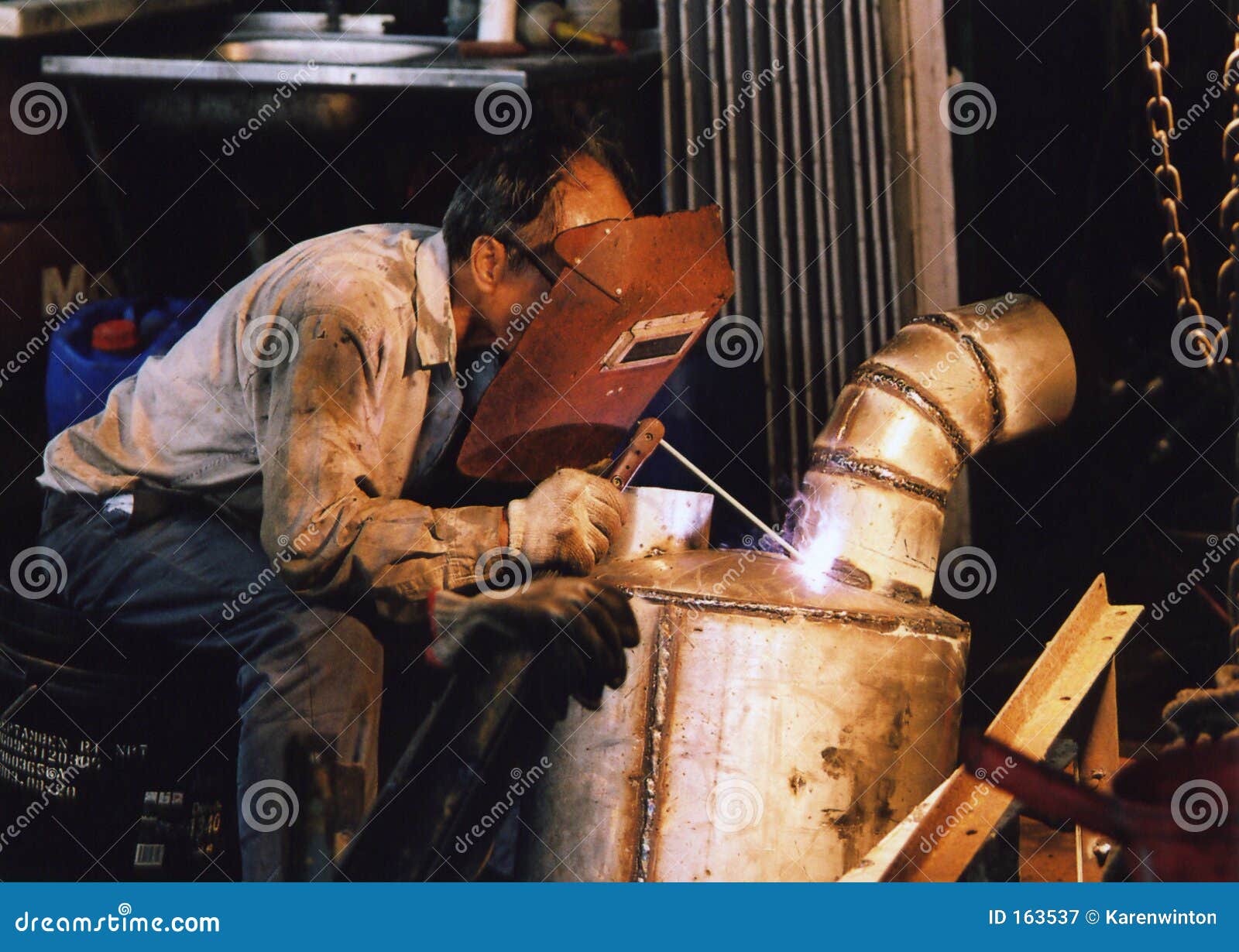 arc welder at work