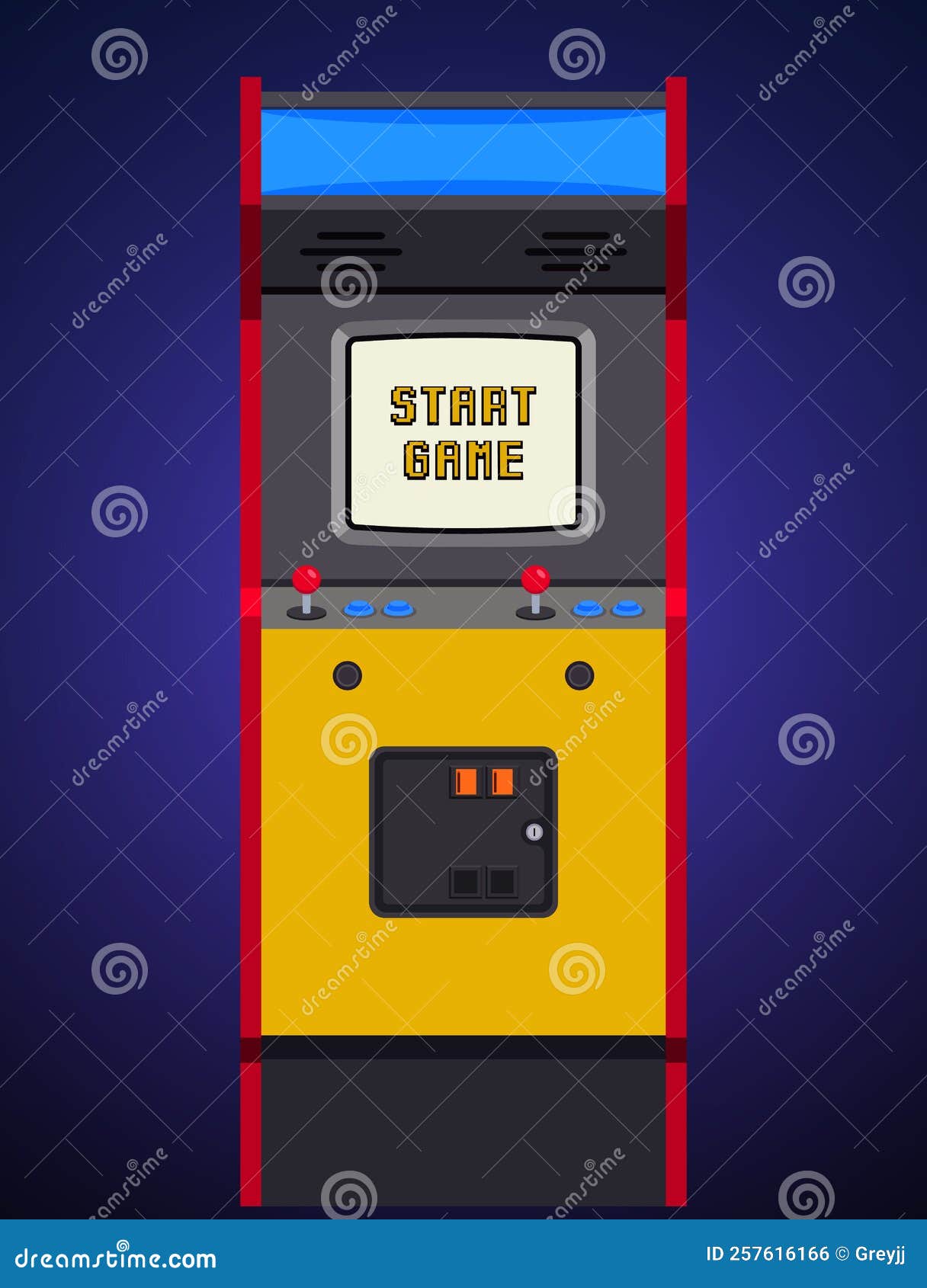 Arcade Cabinet Or Arcade Machine In Flat Style, Front View Vector ...