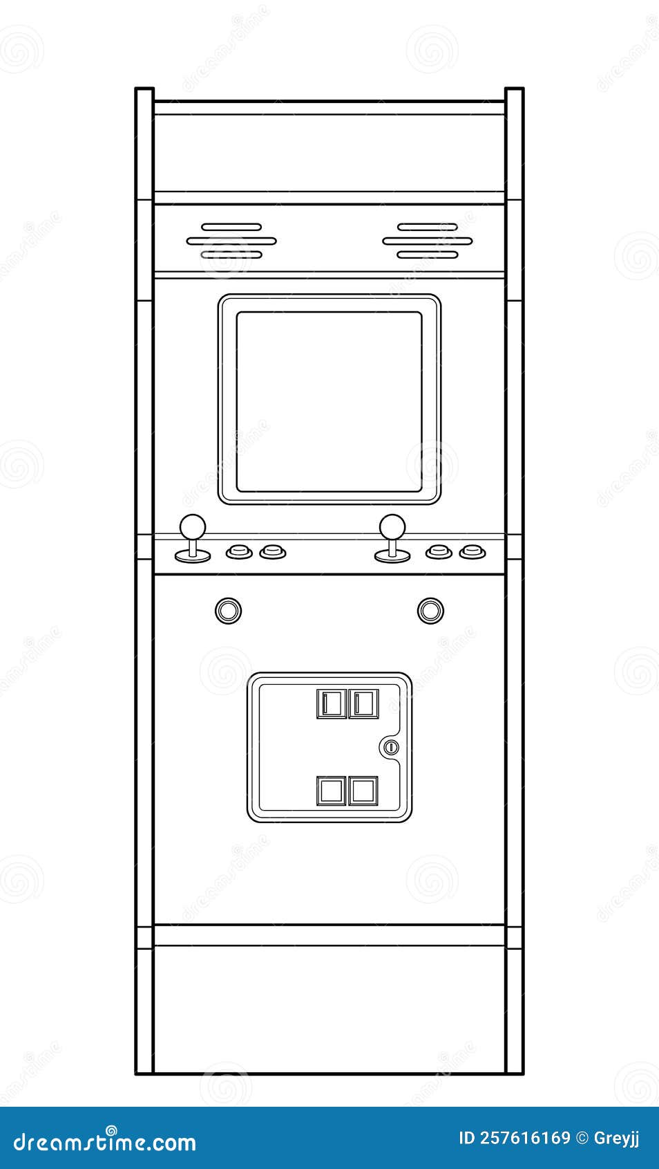 Arcade Cabinet Or Arcade Machine In Flat Style, Front View Vector ...