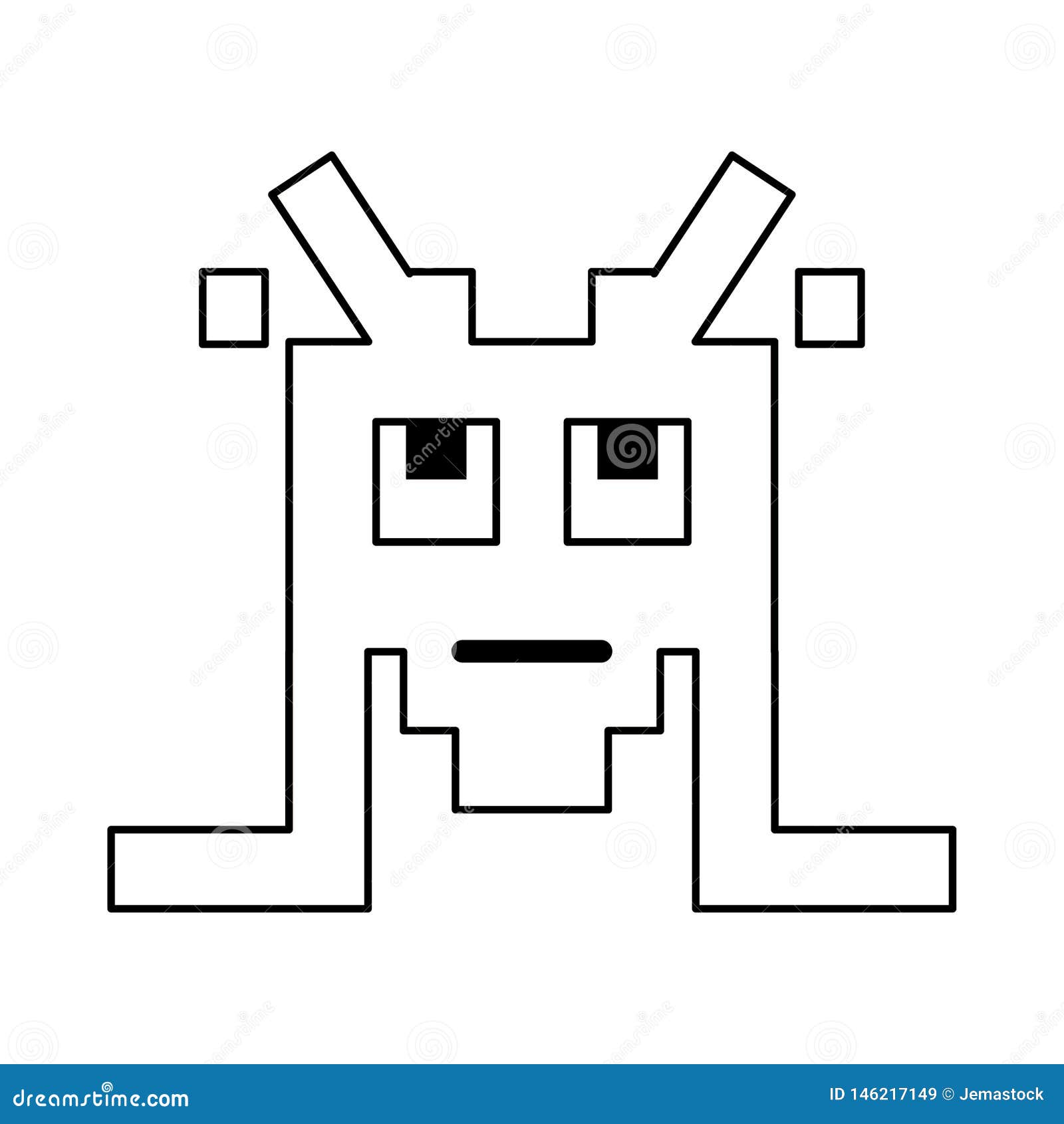 Arcade Game Character in Black and White Stock Vector Illustration of