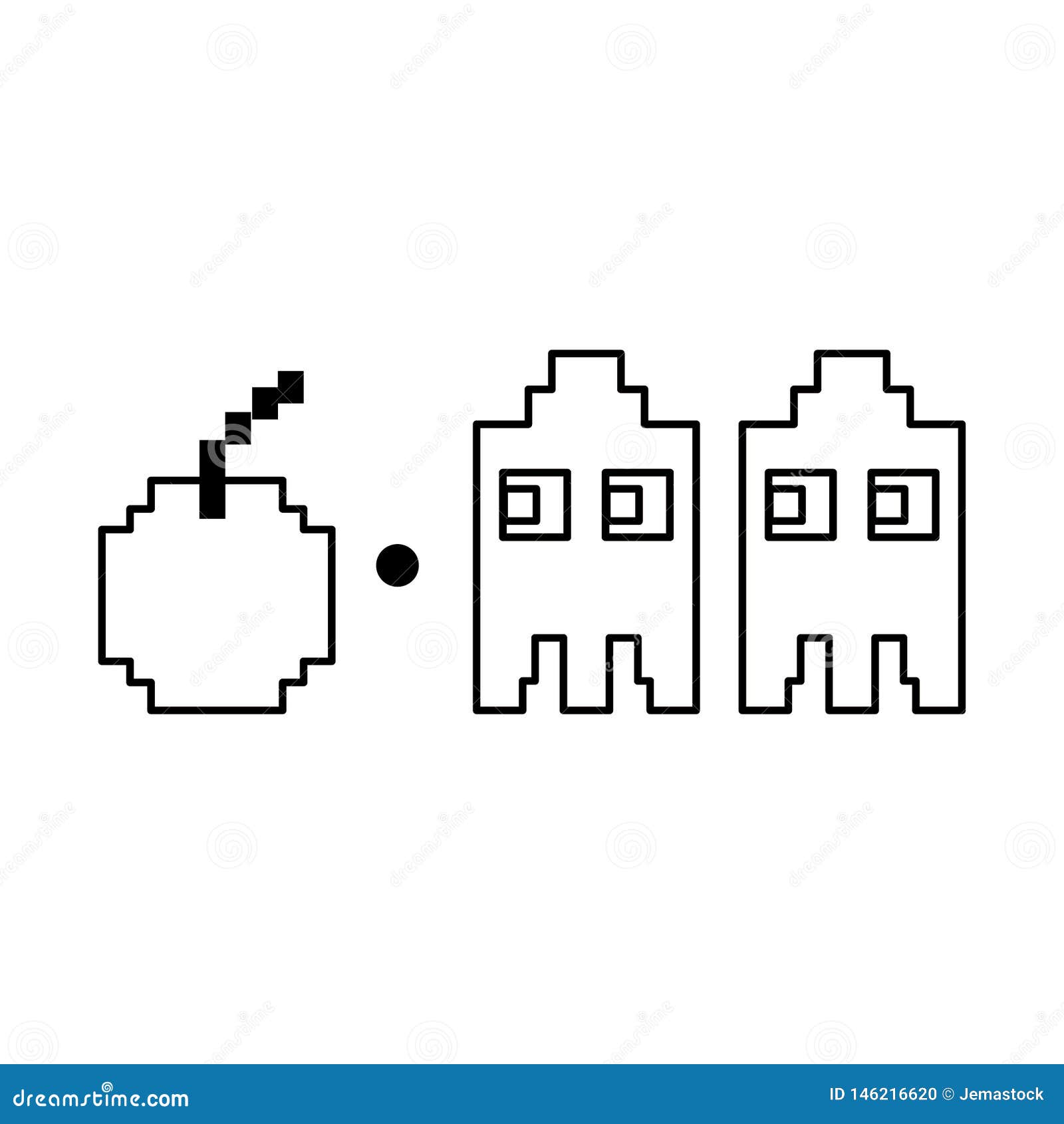 Arcade Game Character in Black and White Stock Vector Illustration of