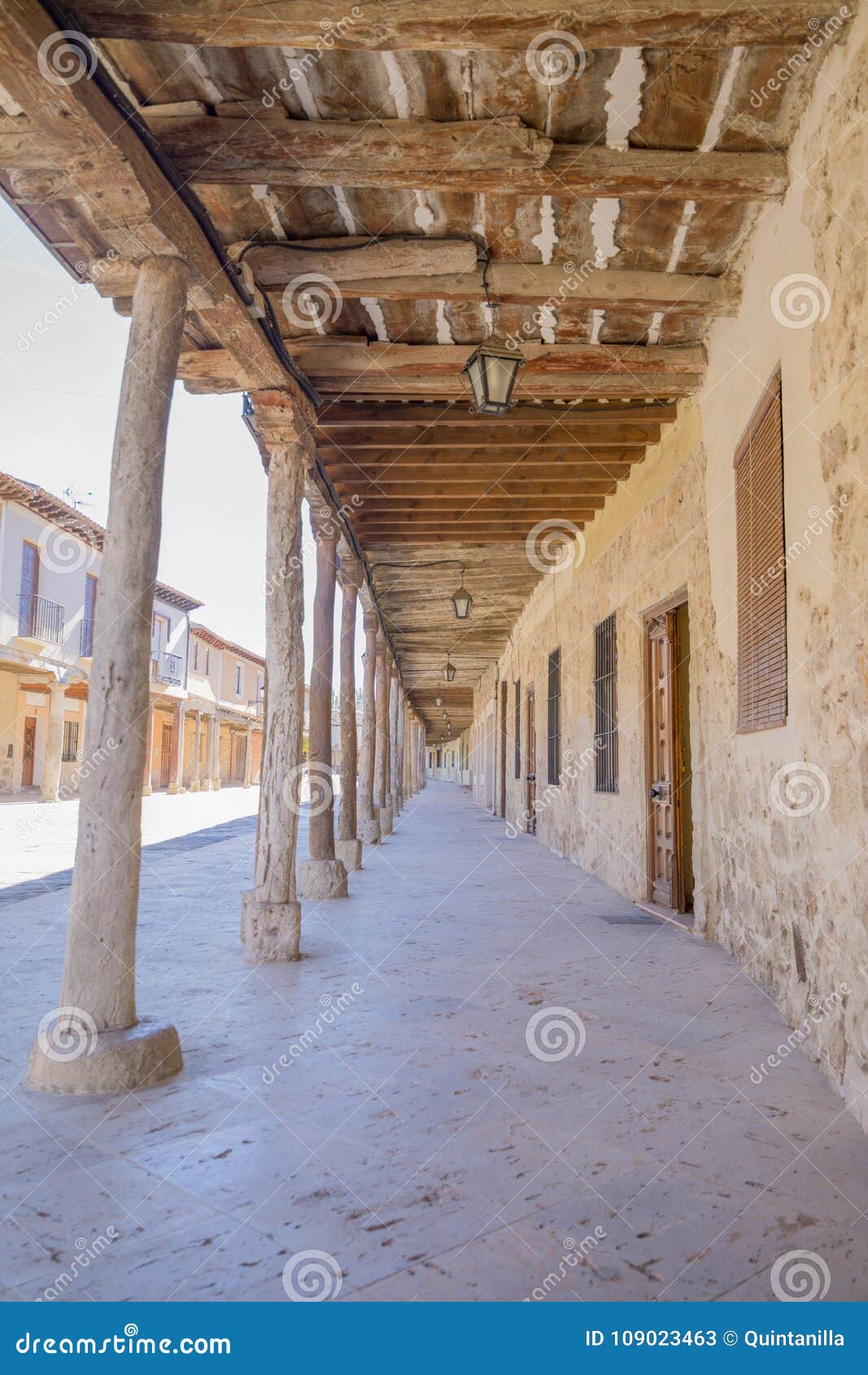 arcaded street from seventeenth century in ampudia village