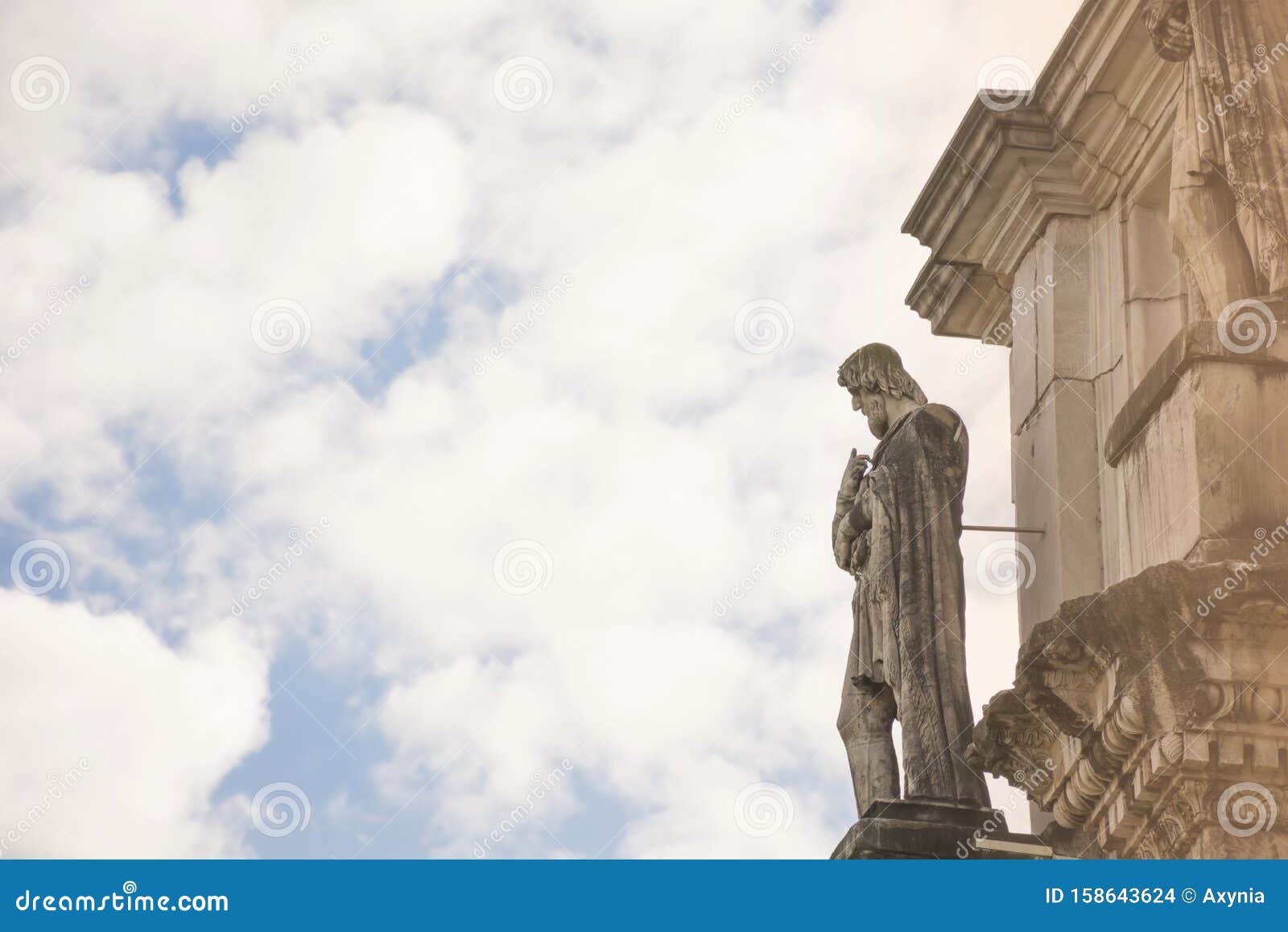 Arch of Constantine Statue in Rome Closeup on Clouds and Sky Background ...