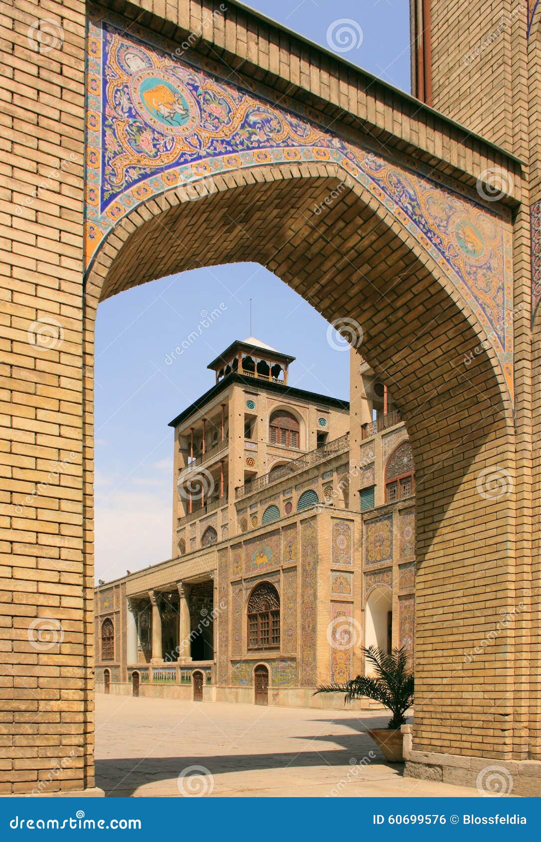 the arch in golestan palace near edifice of the sun (shams ol emareh) in tehran city, iran.