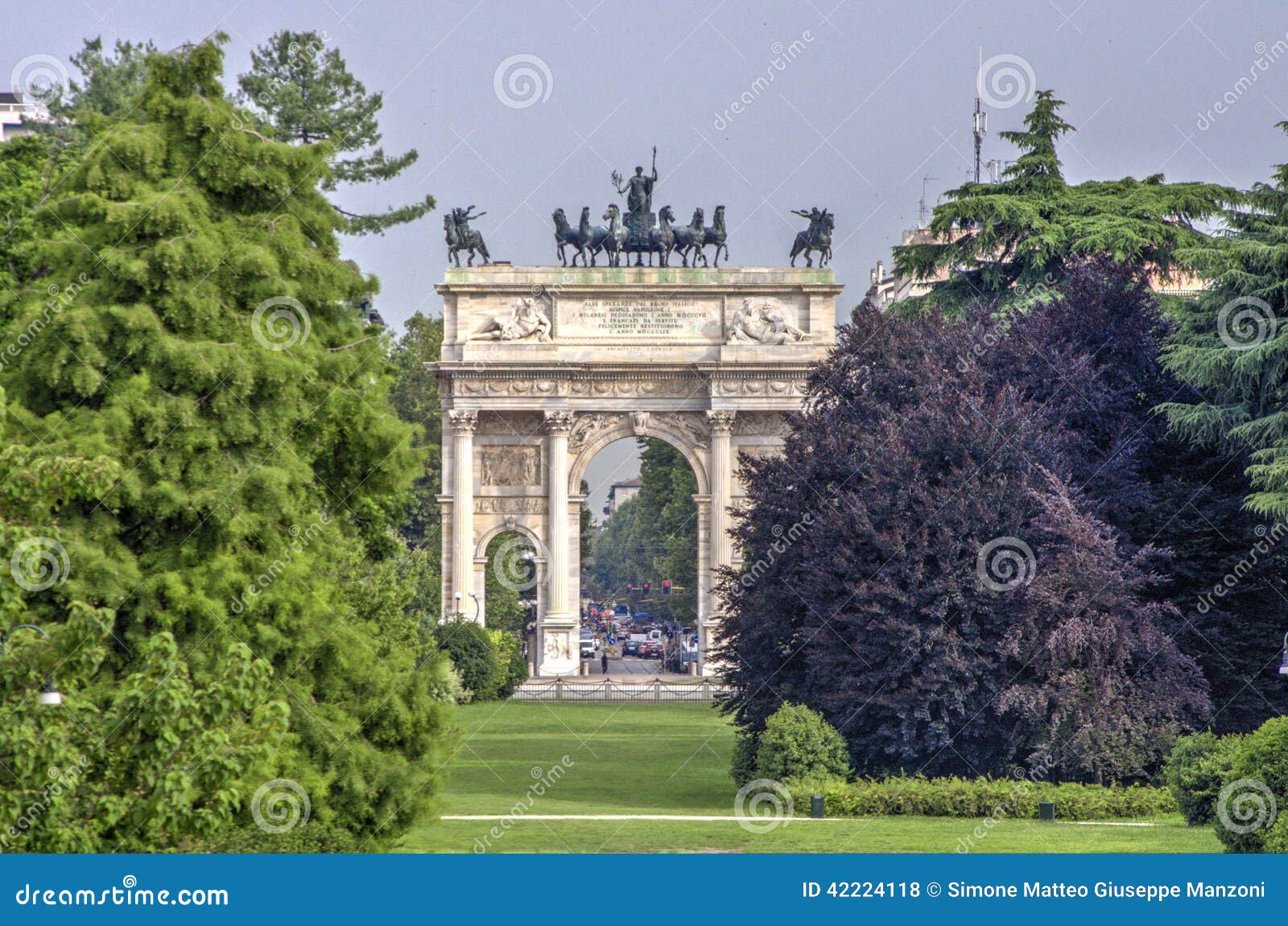 Arch of Peace of Sempione Gate in Milan, Italy Stock Photo - Image of ...