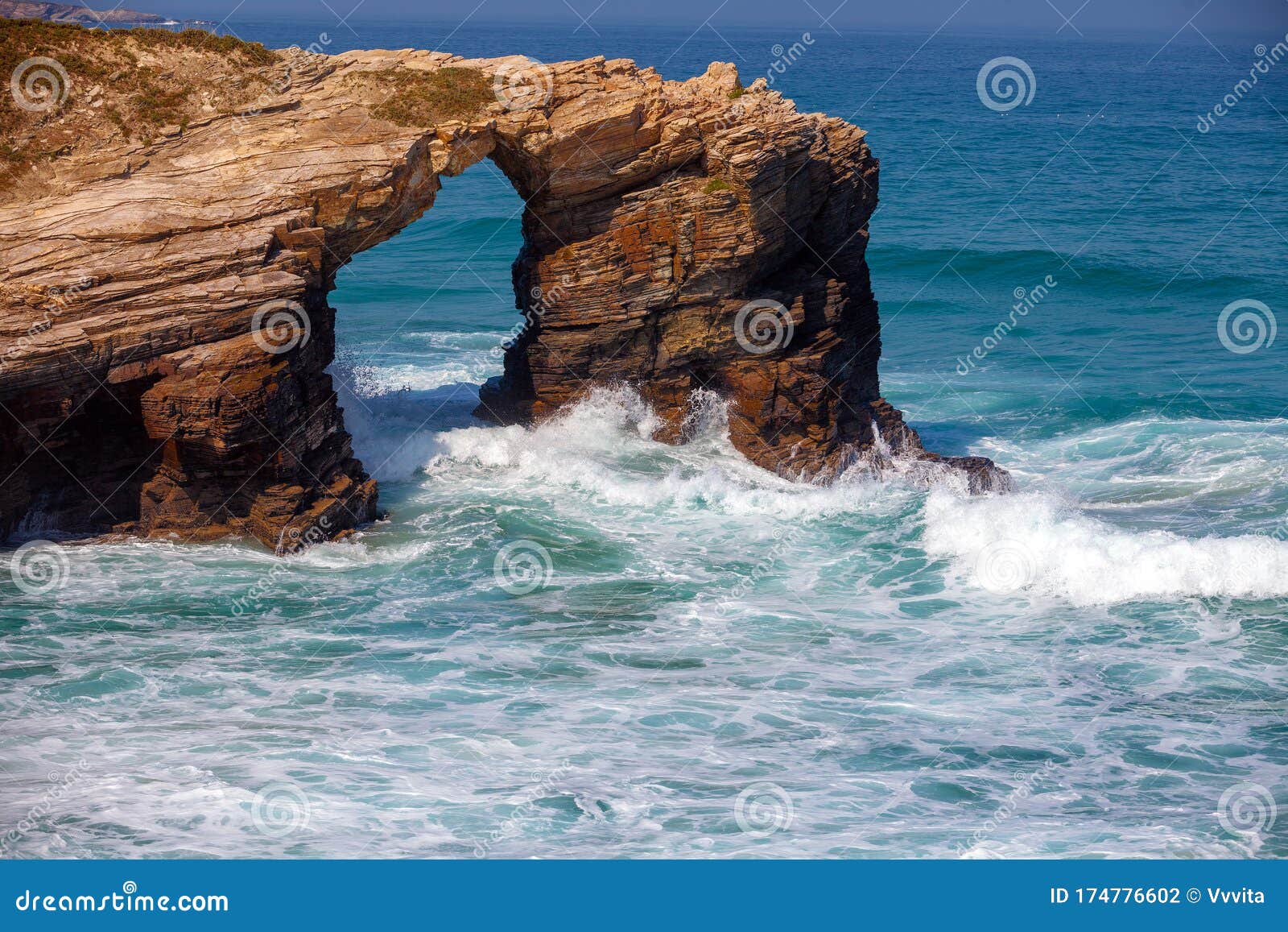 arch in the rock. beach playa de augas santas