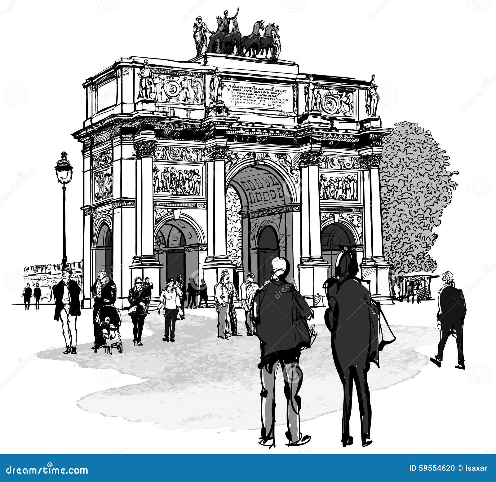 arch of triumph carousel and tuileries garden in paris