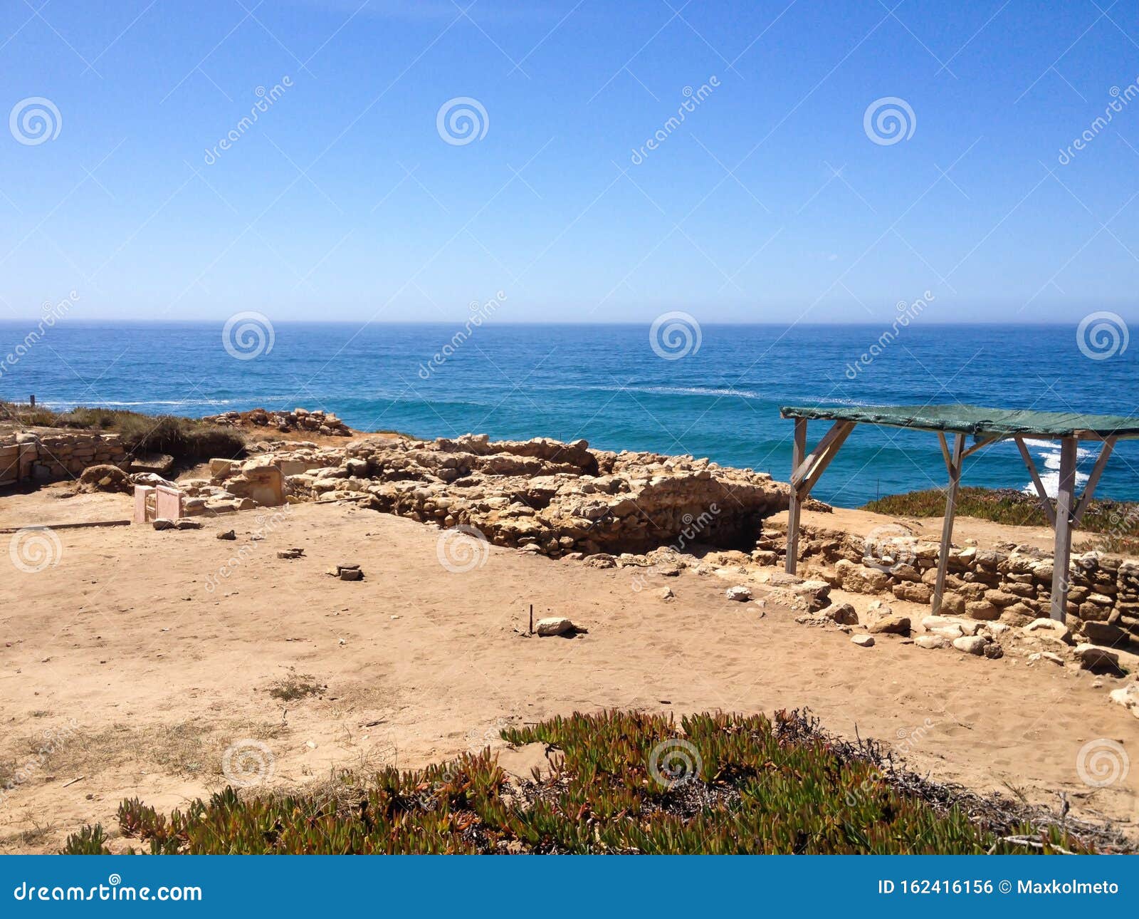 Archaeological Excavations Of Sand On The Ocean Shore With The Horizon View Stock Photo Image Of Antiquity Artifacts